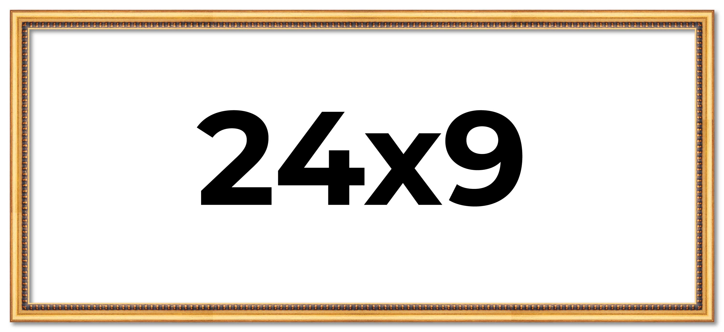 24x9 Frame Beaded Gold Solid Wood Picture Frame | 0.75 Inches Moulding Width | L main product image
