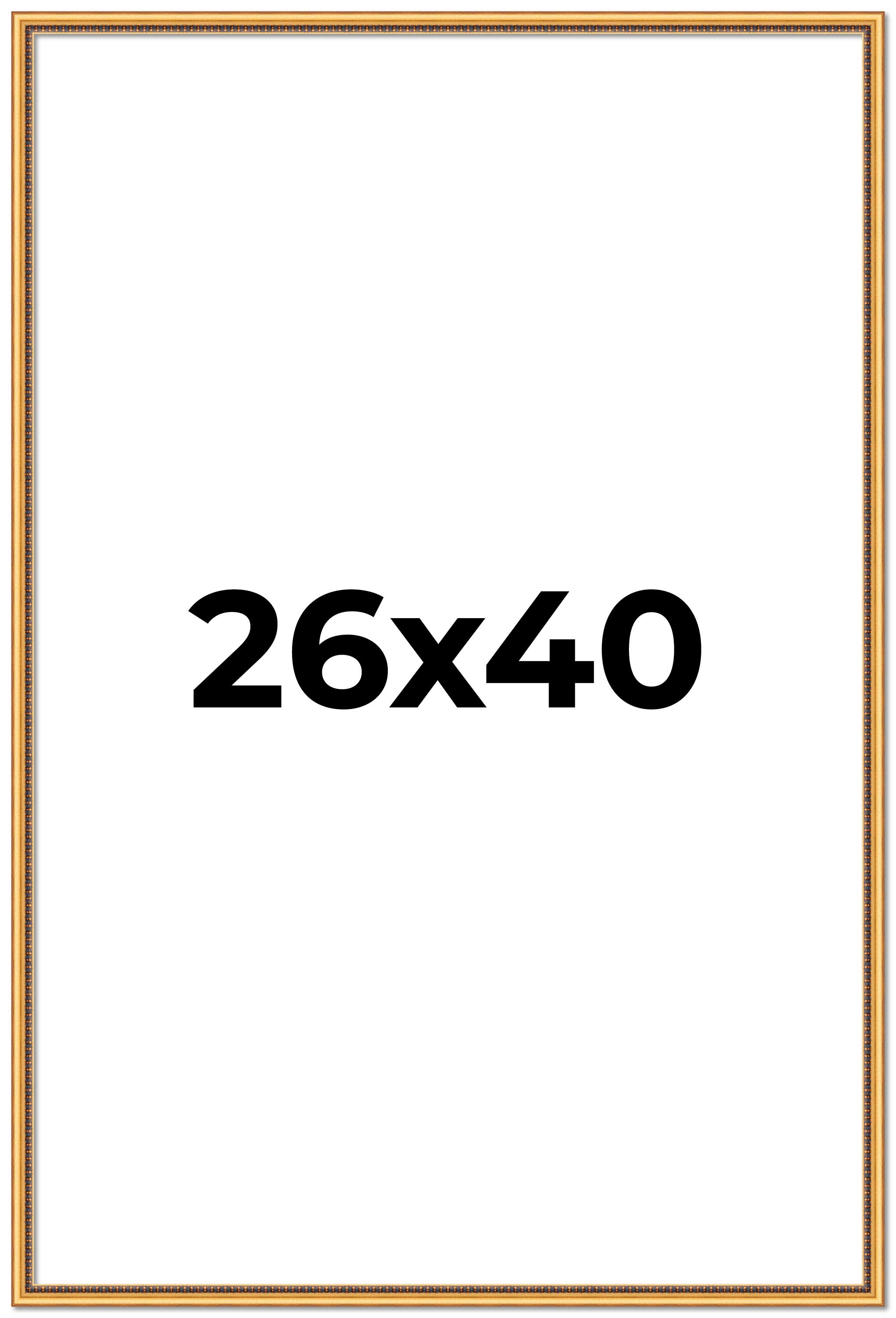 26x40 Frame Beaded Gold Solid Wood Picture Frame | 0.75 Inches Moulding Width |
