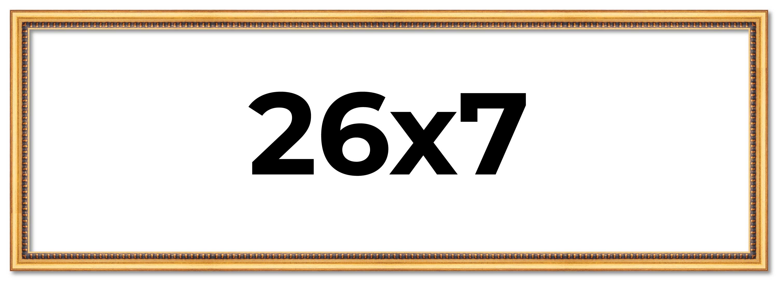 26x7 Frame Beaded Gold Solid Wood Picture Frame | 0.75 Inches Moulding Width | L main product image