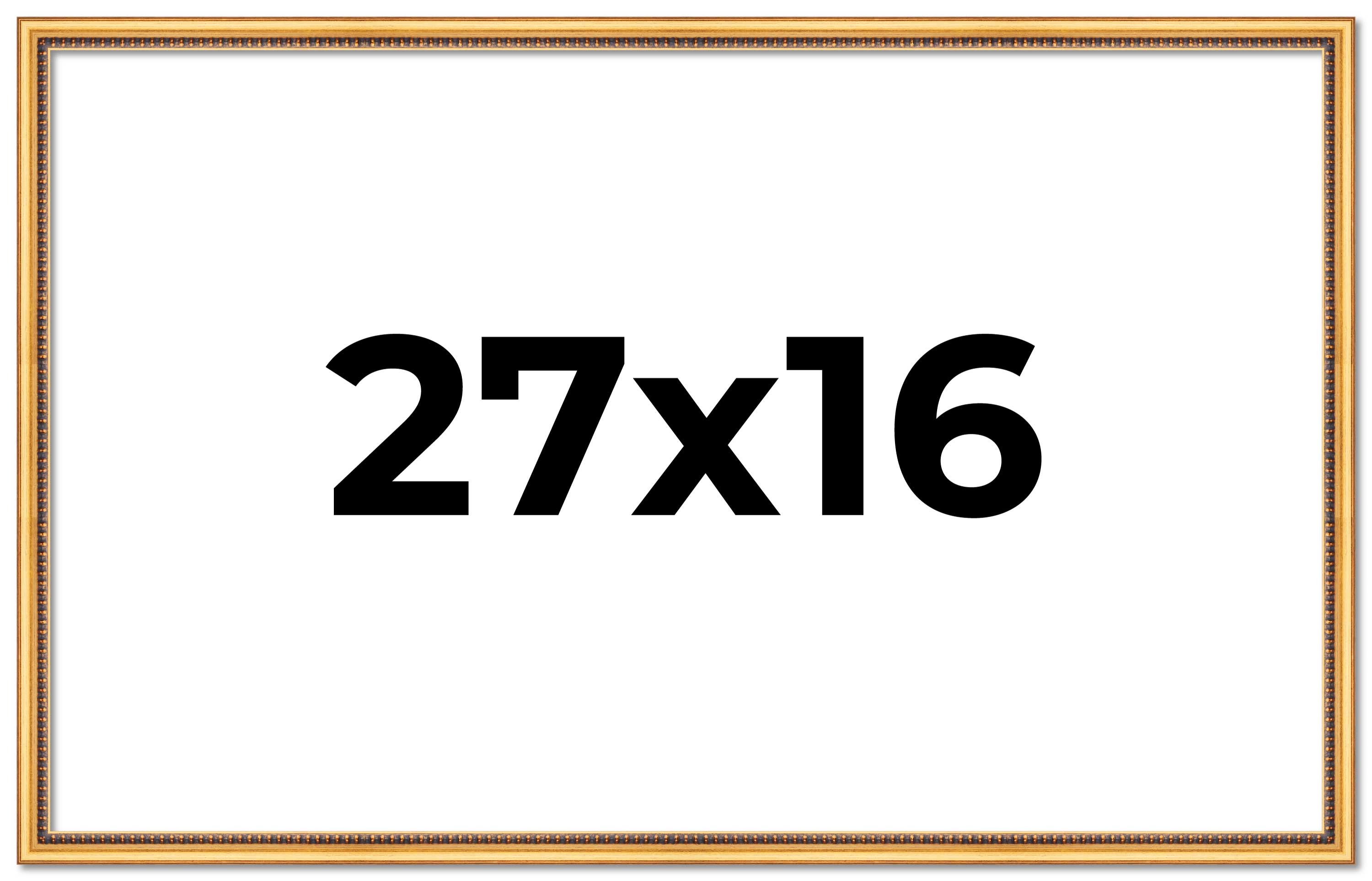 27x16 Frame Beaded Gold Solid Wood Picture Frame | 0.75 Inches Moulding Width main product image