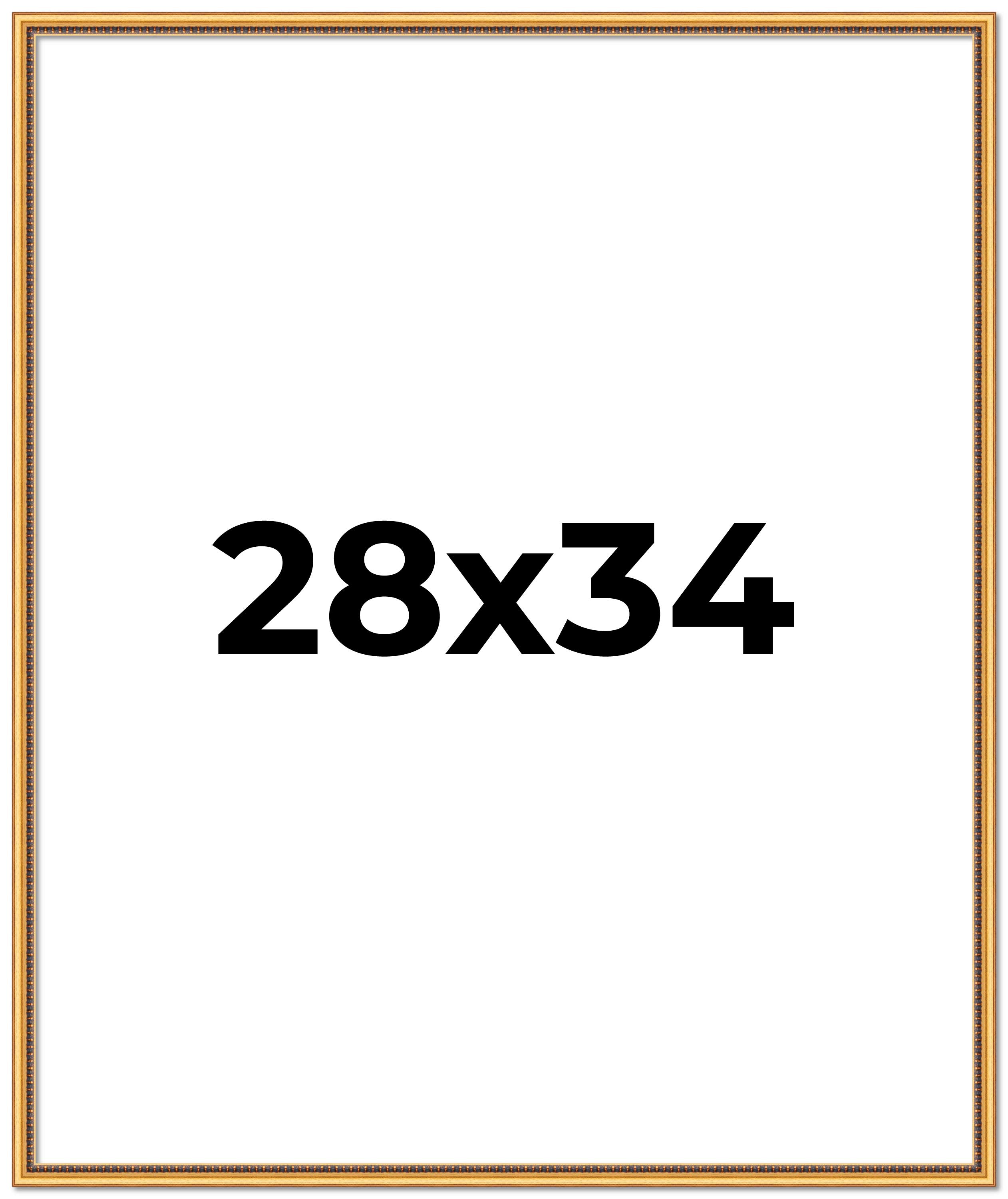 28x34 Frame Beaded Gold Solid Wood Picture Frame | 0.75 Inches Moulding Width main product image