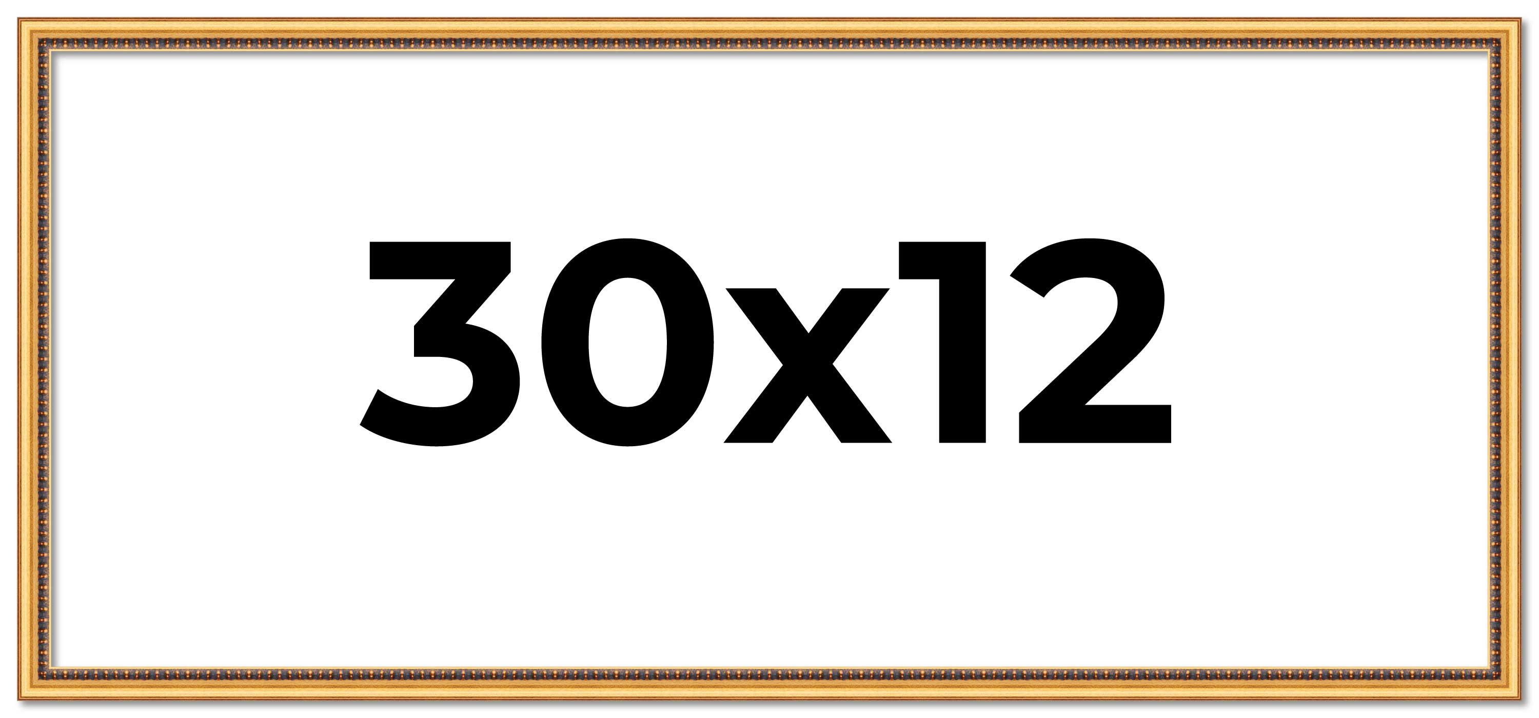 30x12 Frame Beaded Gold Solid Wood Picture Frame | 0.75 Inches Moulding Width main product image