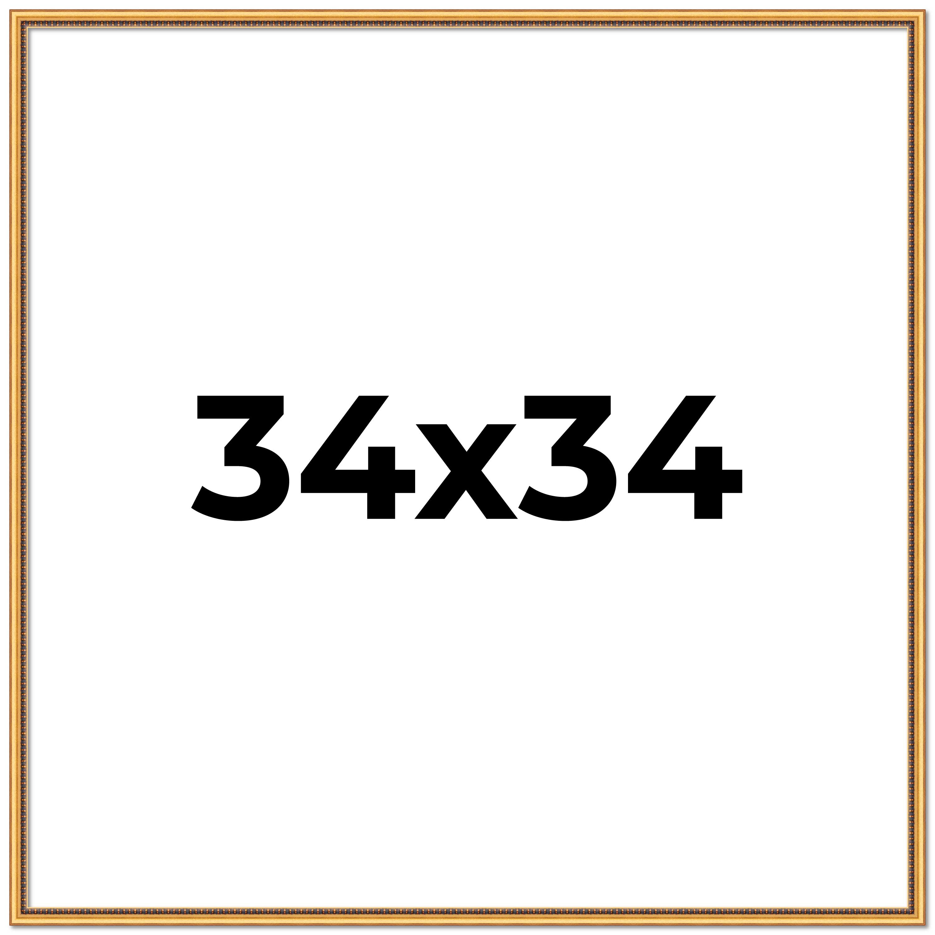 34x34 Frame Beaded Gold Solid Wood Picture Frame | 0.75 Inches Moulding Width main product image