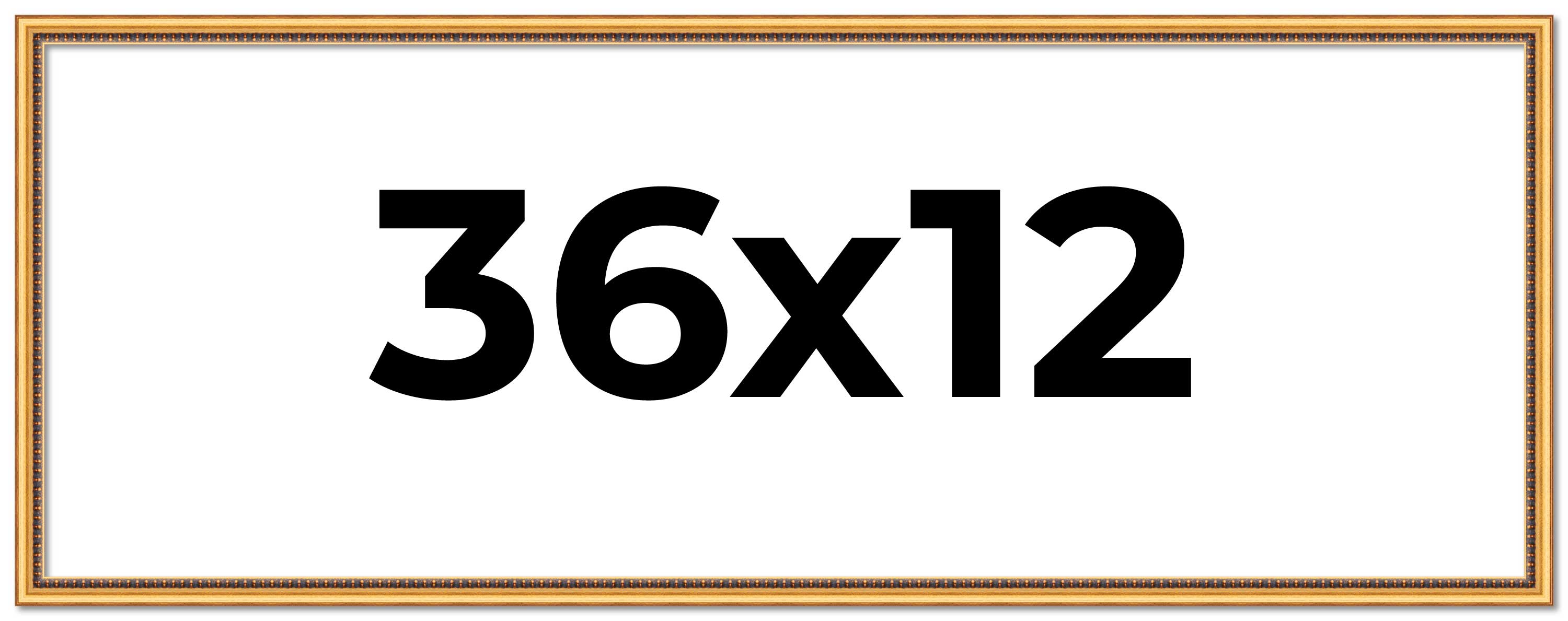 36x12 Frame Beaded Gold Solid Wood Picture Frame | 0.75 Inches Moulding Width main product image
