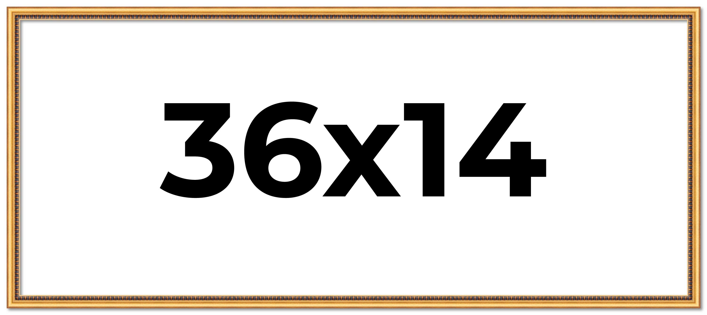 36x14 Frame Beaded Gold Solid Wood Picture Frame | 0.75 Inches Moulding Width main product image