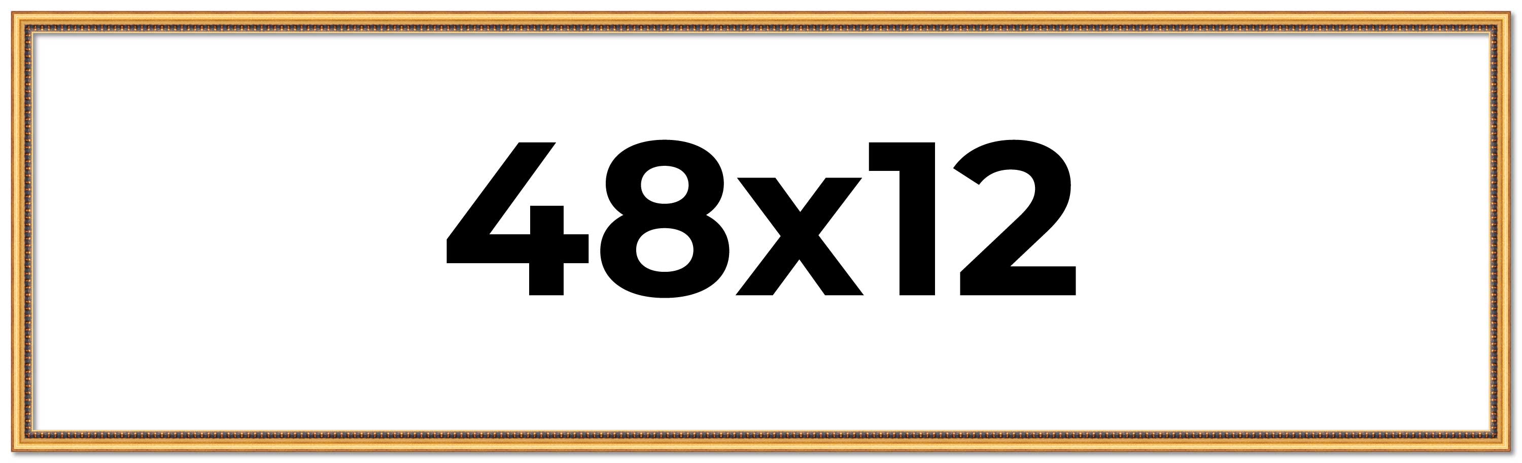 48×12 Frame Beaded Gold Solid Wood Picture Frame | 0.75 Inches Moulding Width |