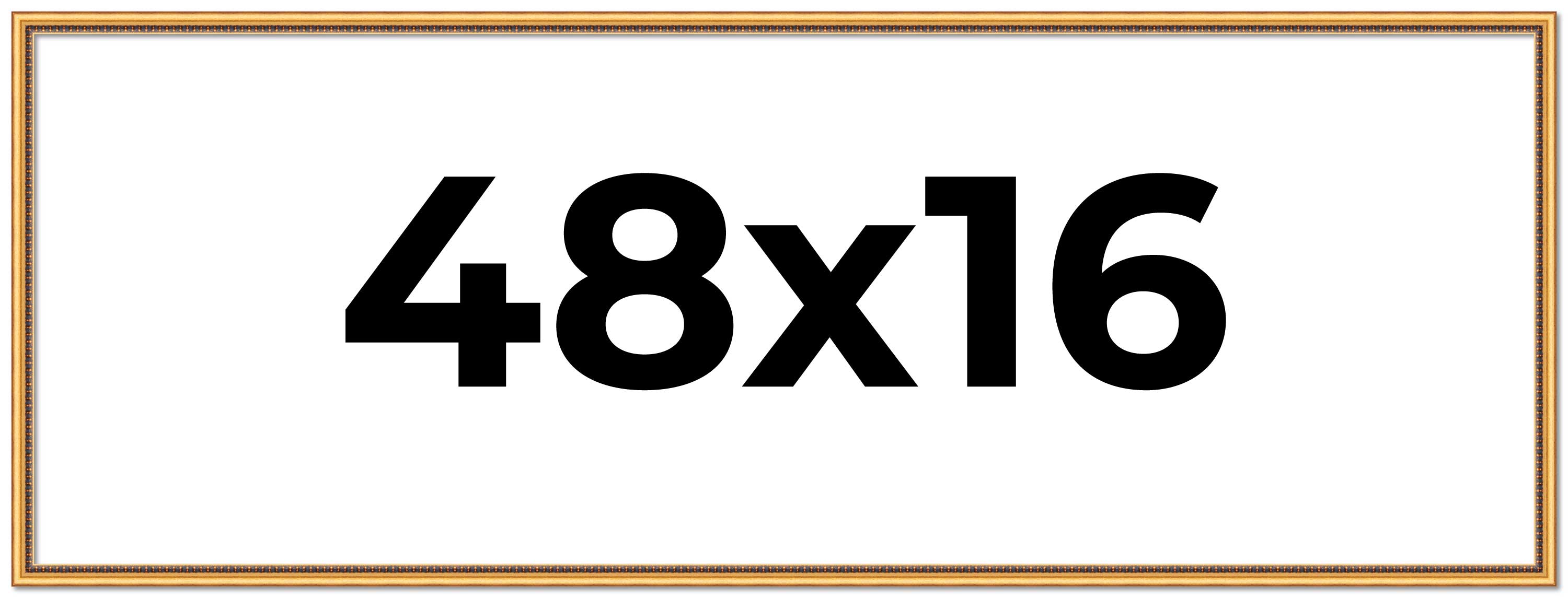 48×16 Frame Beaded Gold Solid Wood Picture Frame | 0.75 Inches Moulding Width |