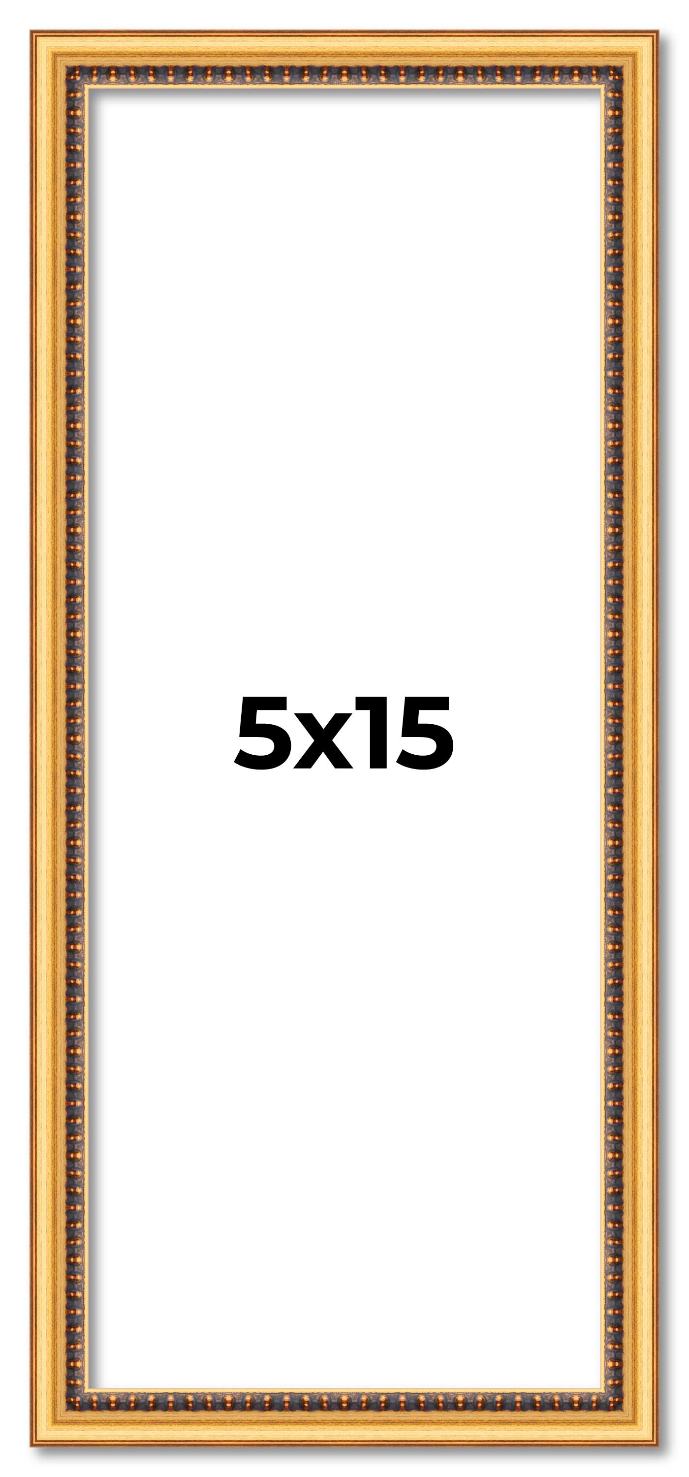 5×15 IN Frame Gold Wood Picture Frame – | 0.75 Inches Moulding Width | Liscio Or