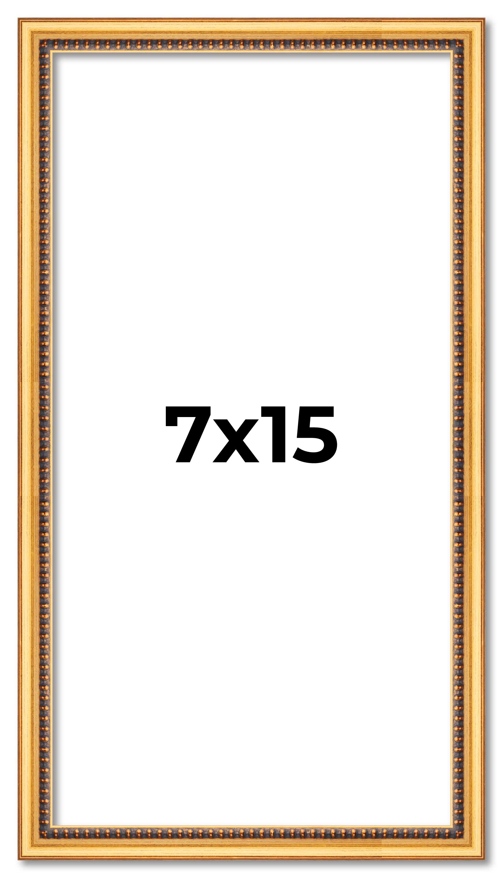 7x15 Frame Beaded Gold Solid Wood Picture Frame | 0.75 Inches Moulding Width | L main product image