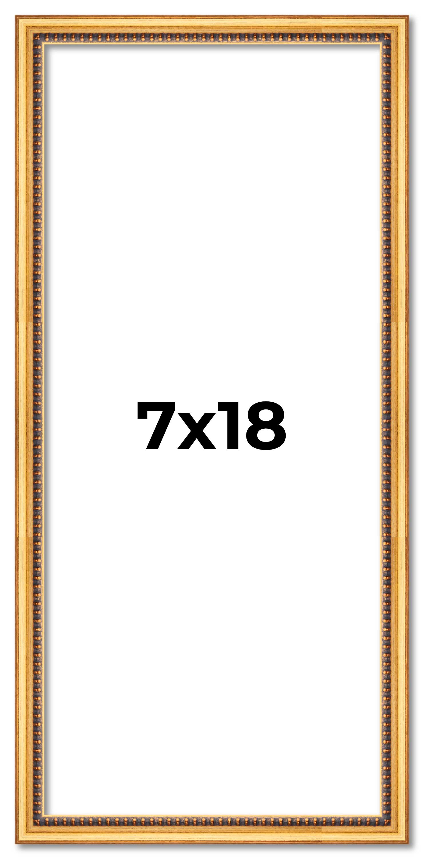 7x18 Frame Beaded Gold Solid Wood Picture Frame | 0.75 Inches Moulding Width | L main product image