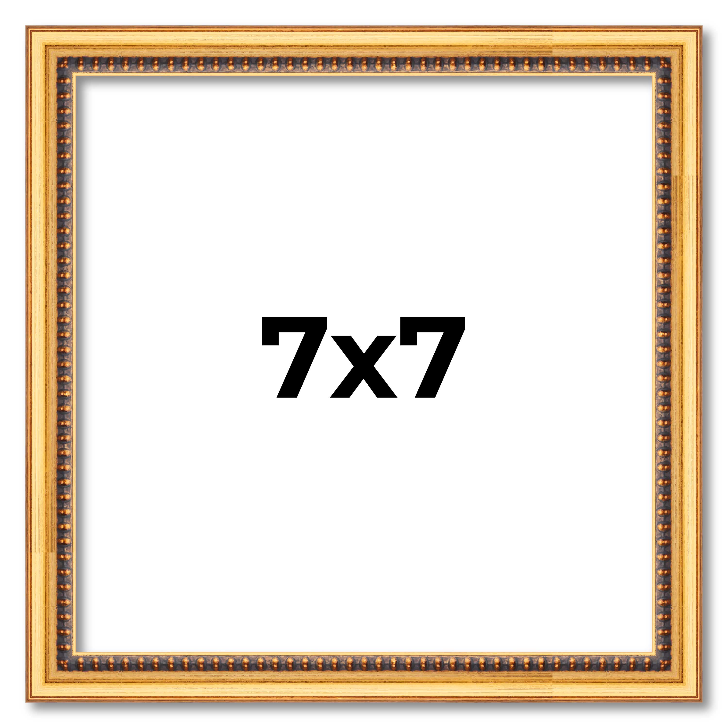 7x7 Frame Beaded Gold Solid Wood Picture Frame | 0.75 Inches Moulding Width | Li - Bild 1 von 10