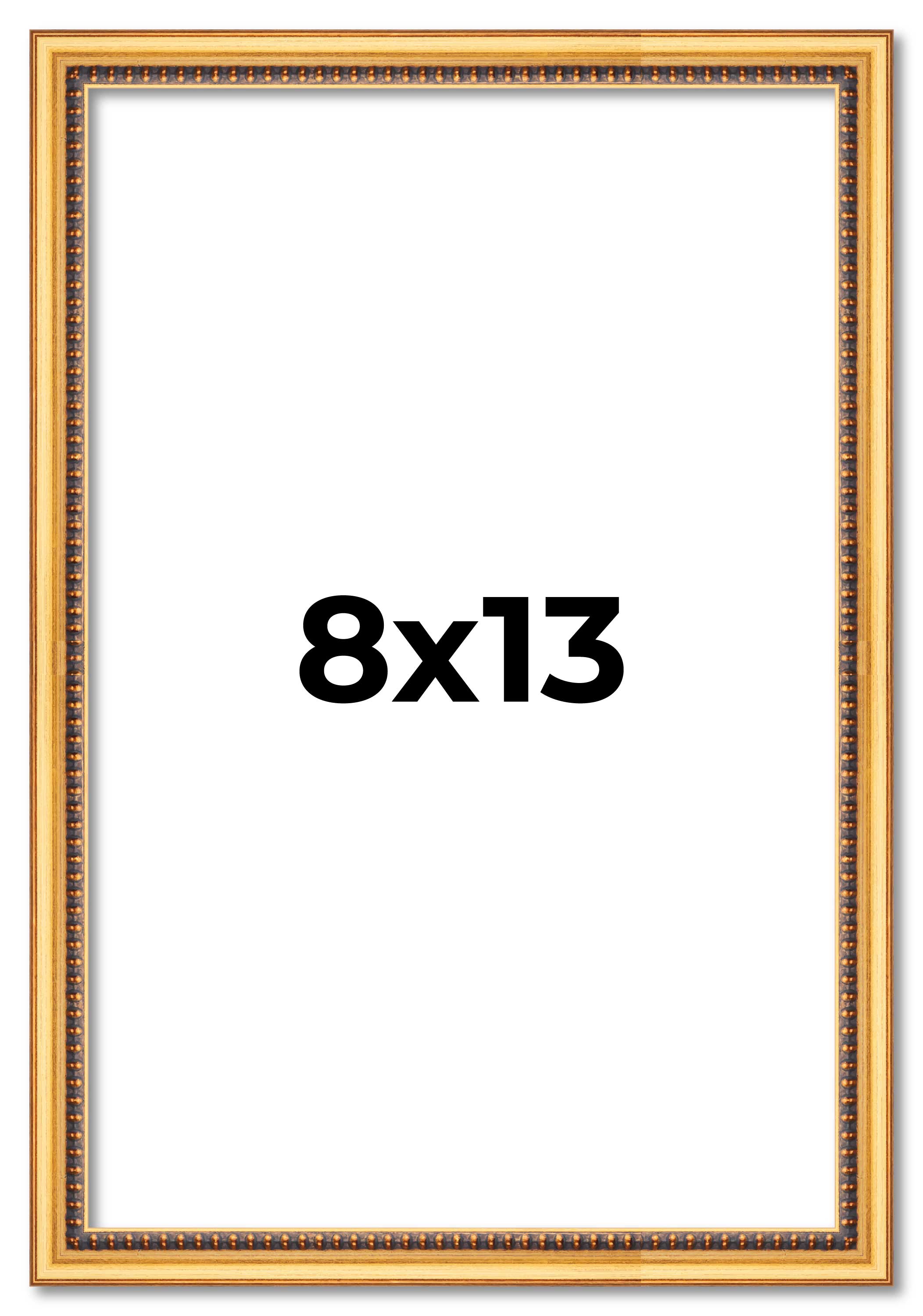 8x13 Frame Beaded Gold Solid Wood Picture Frame | 0.75 Inches Moulding Width | L main product image