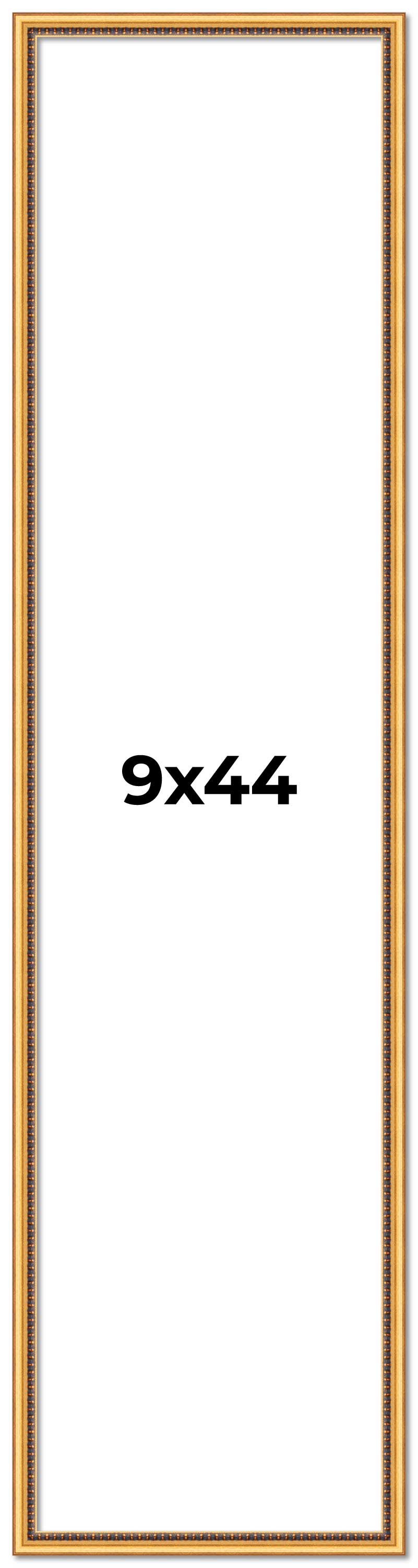 9×44 Frame Beaded Gold Solid Wood Picture Frame | 0.75 Inches Moulding Width | L