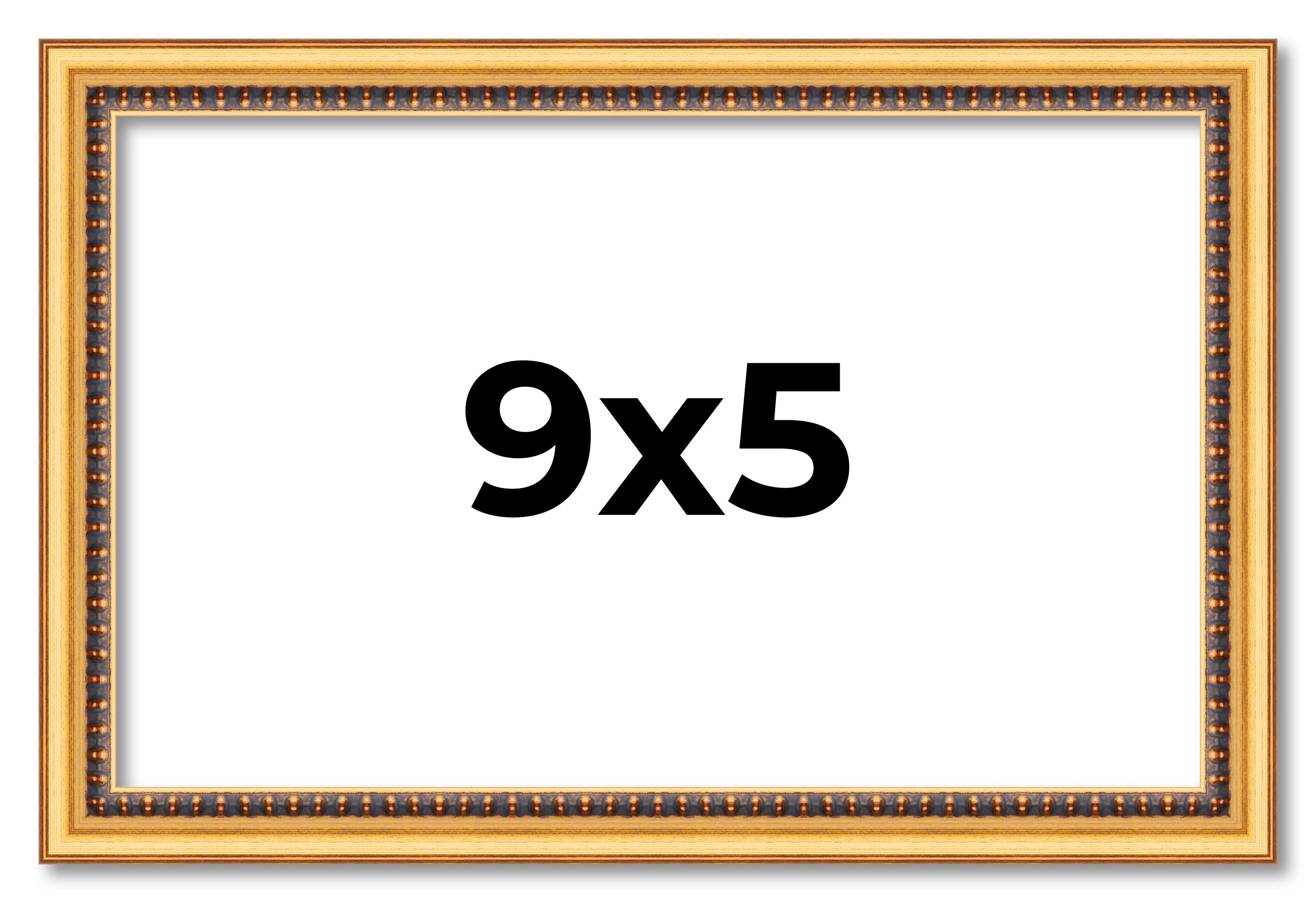 9x5 Frame Beaded Gold Solid Wood Picture Frame | 0.75 Inches Moulding Width | Li main product image