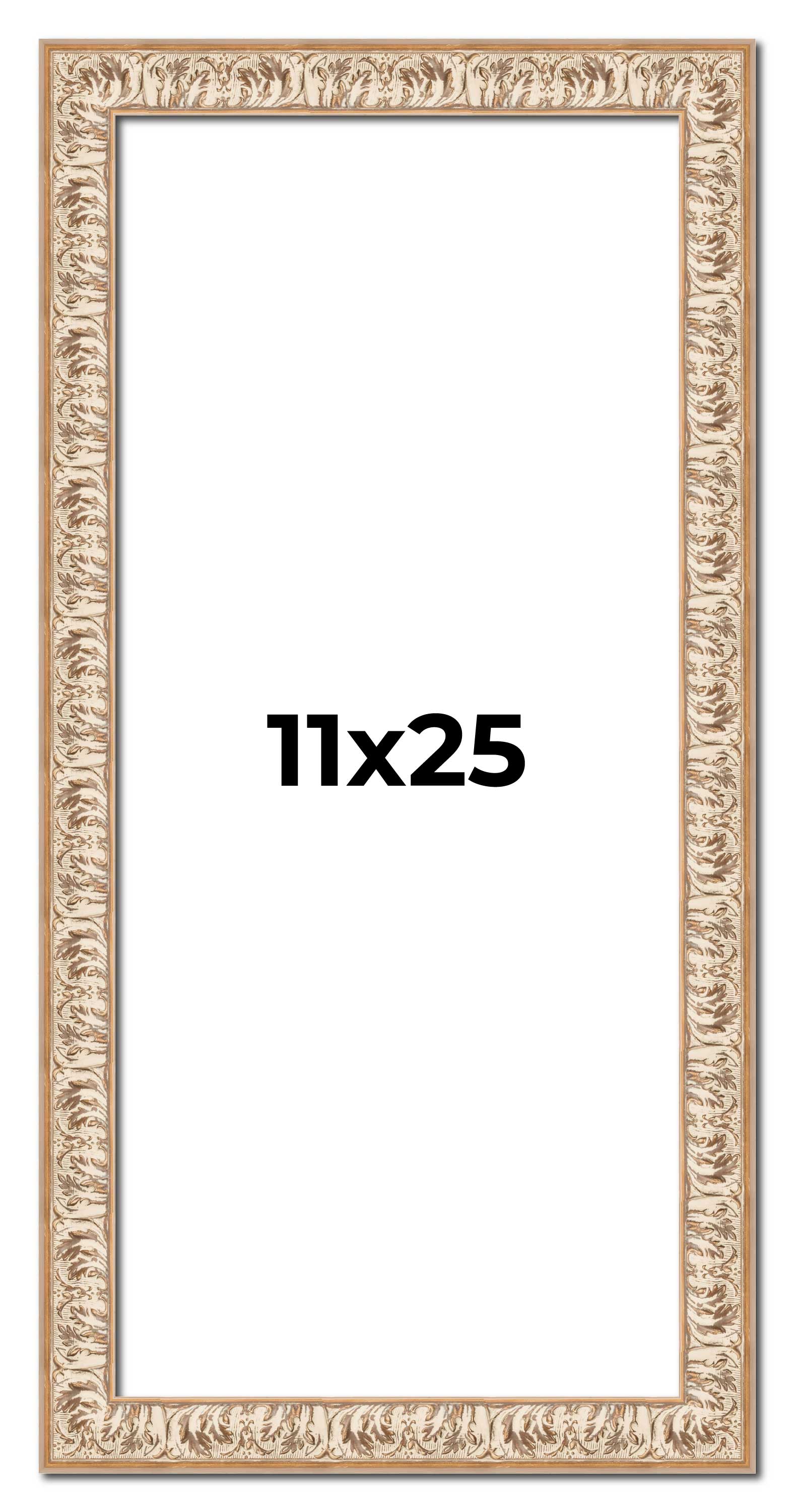 11×25 Frame White Real Wood Picture Frame Width 1.5 inches | Interior Frame Dept