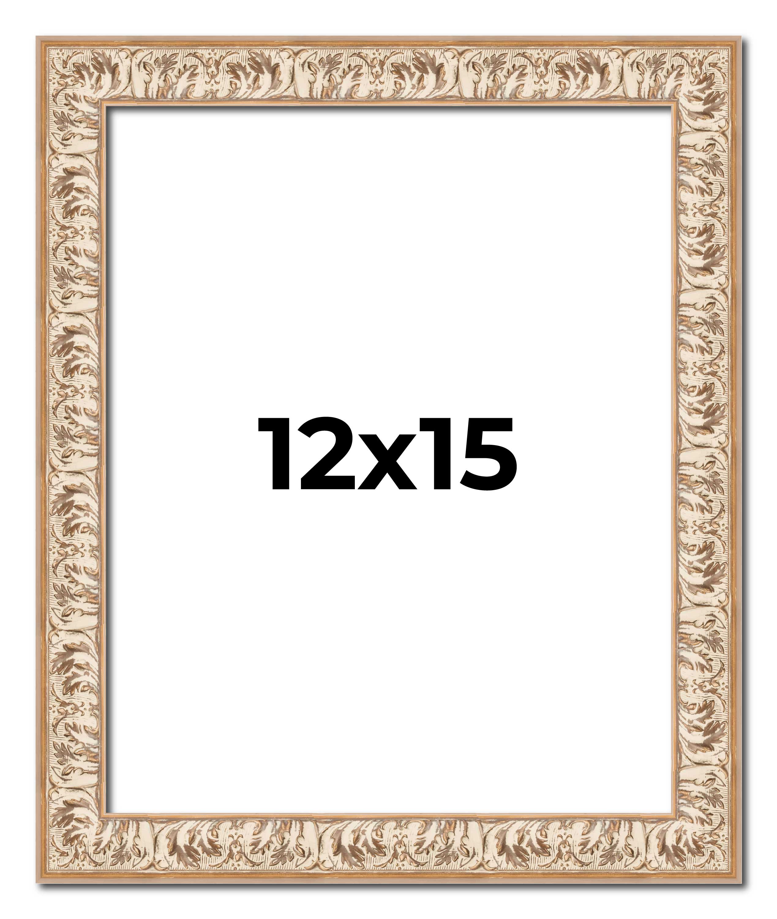 12×15 Frame White Real Wood Picture Frame Width 1.5 inches | Interior Frame Dept