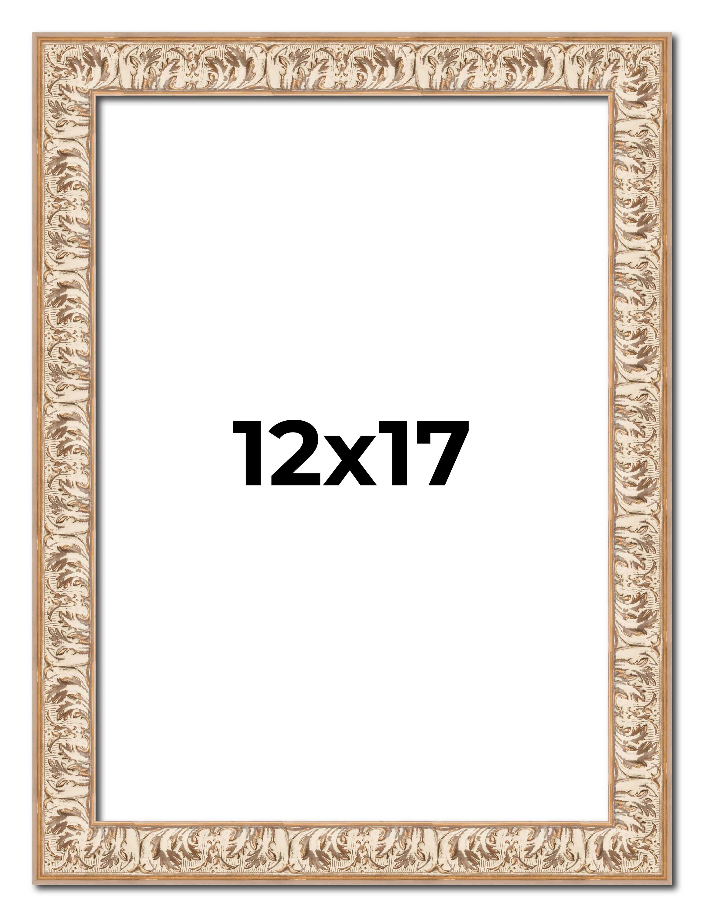 12×17 Frame White Real Wood Picture Frame Width 1.5 inches | Interior Frame Dept