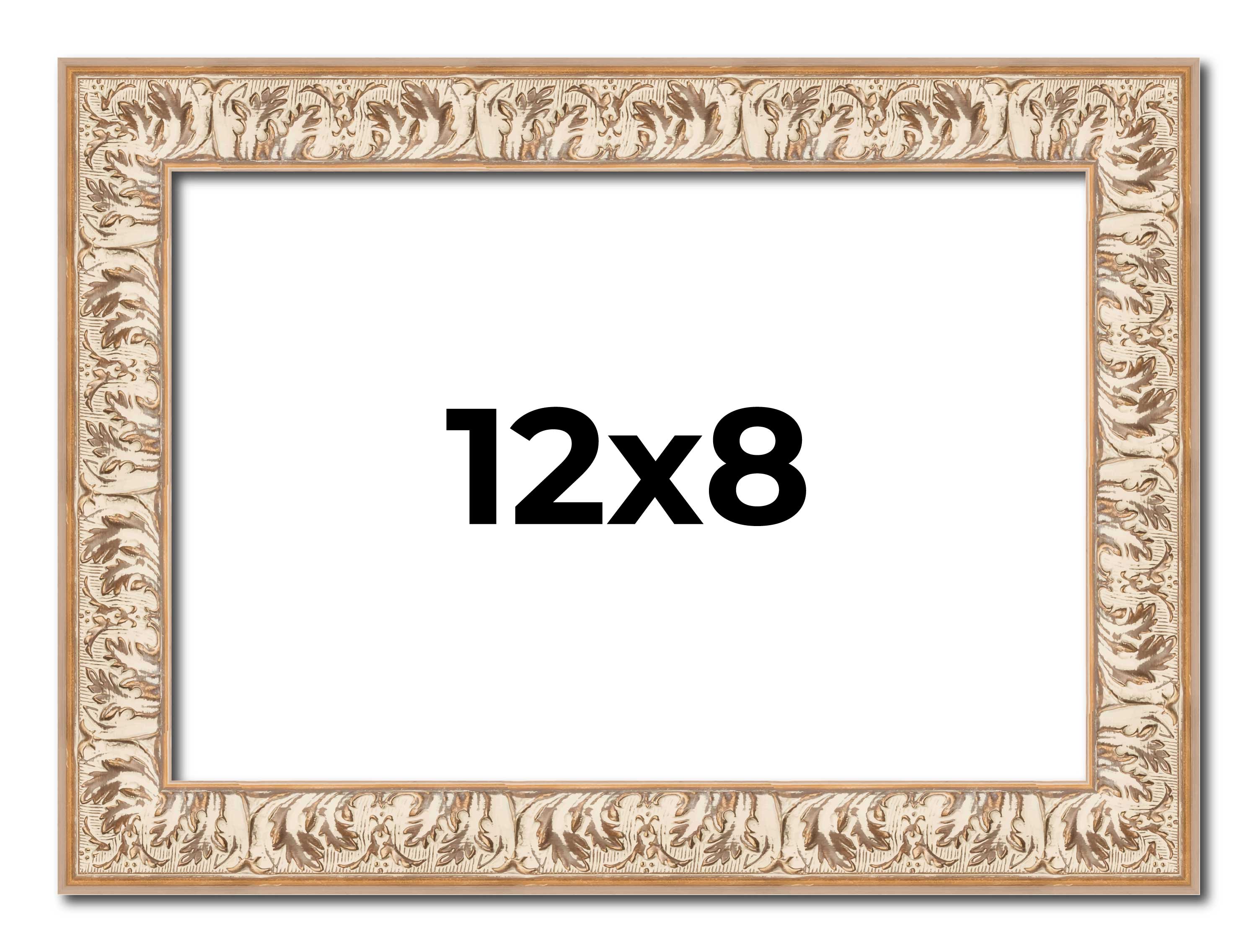 12x8 Frame White Real Wood Picture Frame Width 1.5 inches | Interior Frame Depth main product image