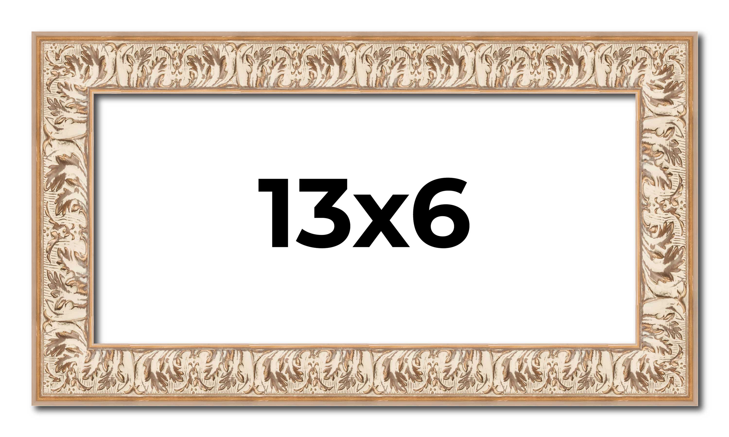 13x6 Frame White Real Wood Picture Frame Width 1.5 inches | Interior Frame Depth main product image