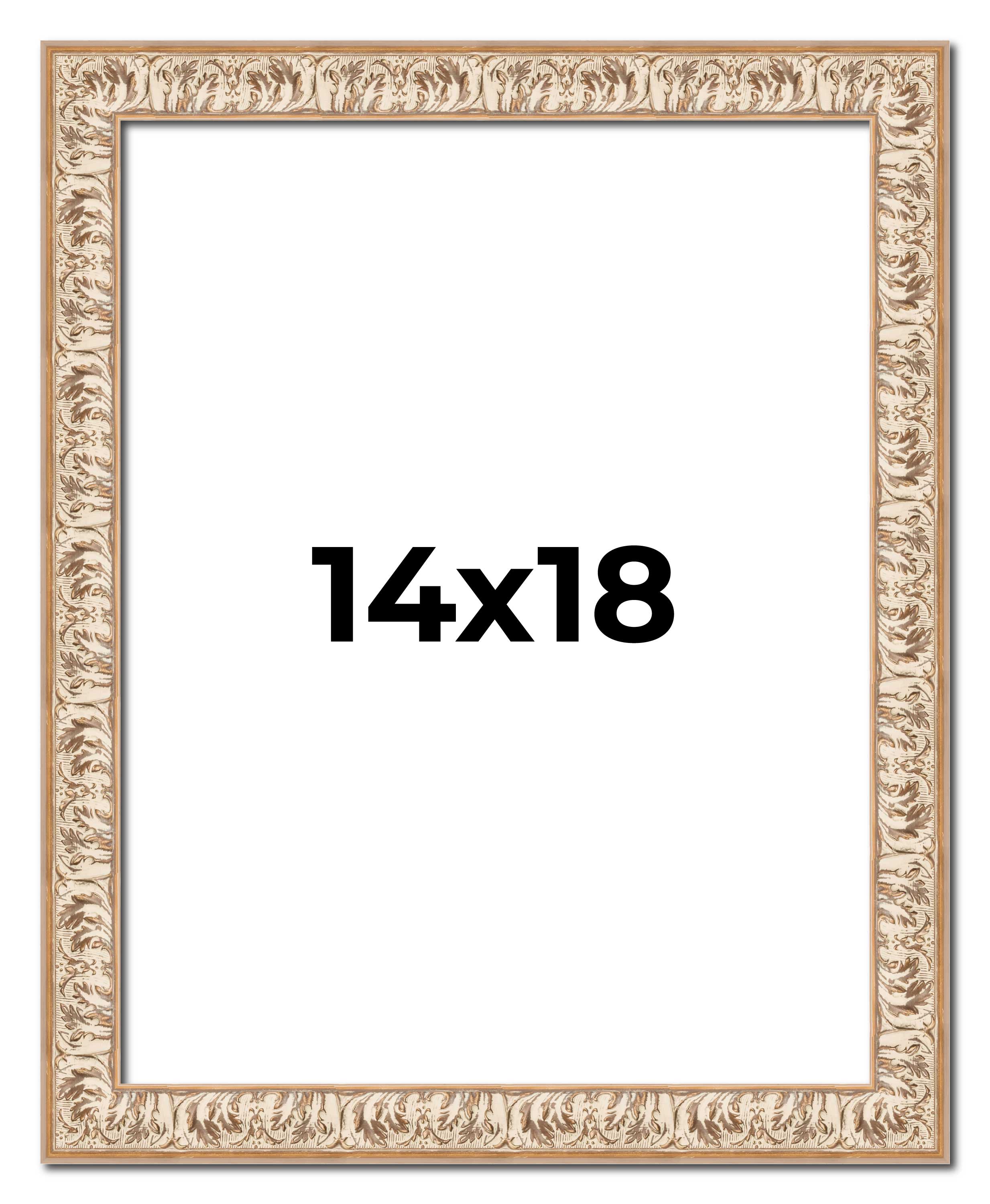 14×18 Frame White Real Wood Picture Frame Width 1.5 inches | Interior Frame Dept