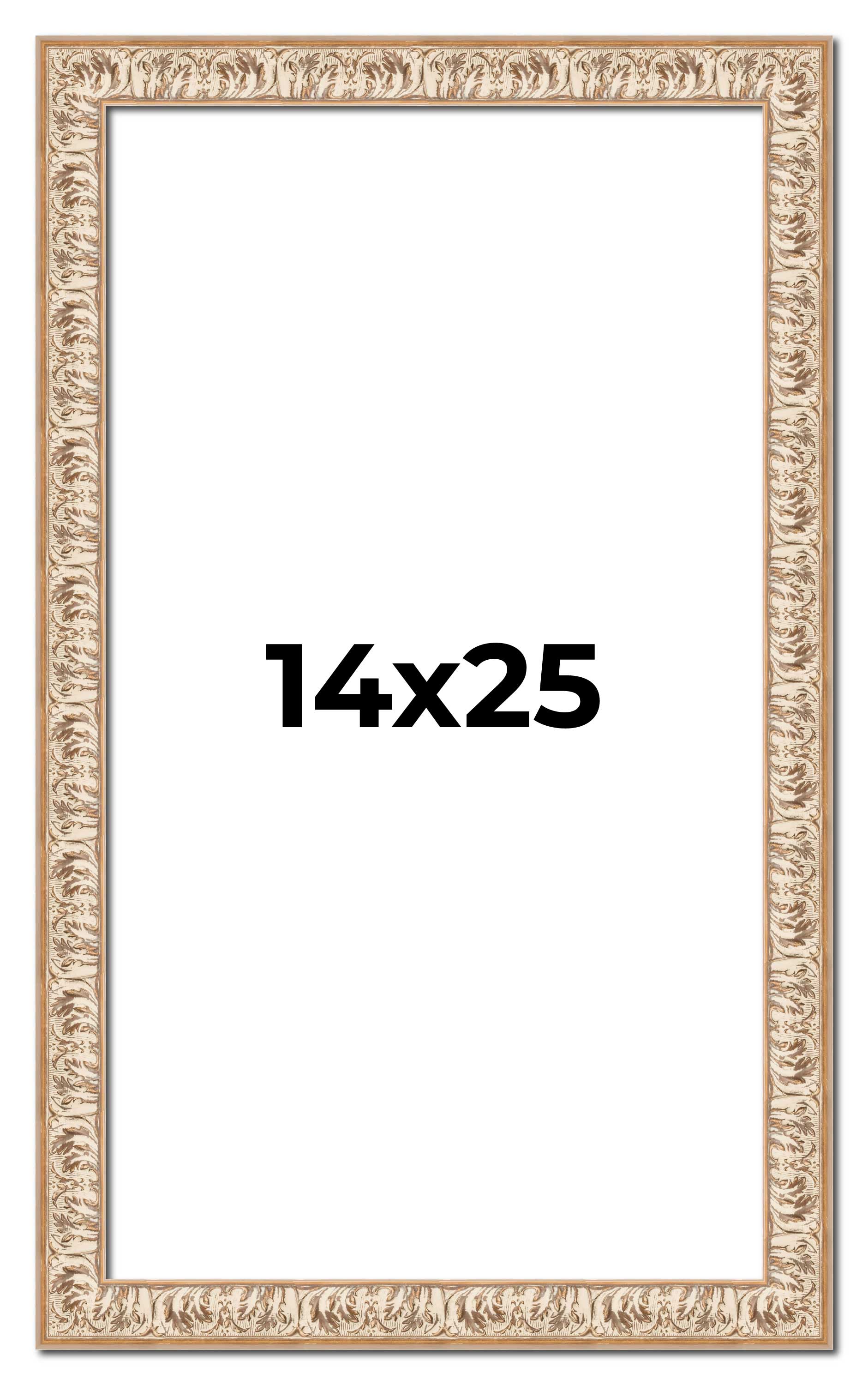 14x25 Frame White Real Wood Picture Frame Width 1.5 inches | Interior Frame Dept