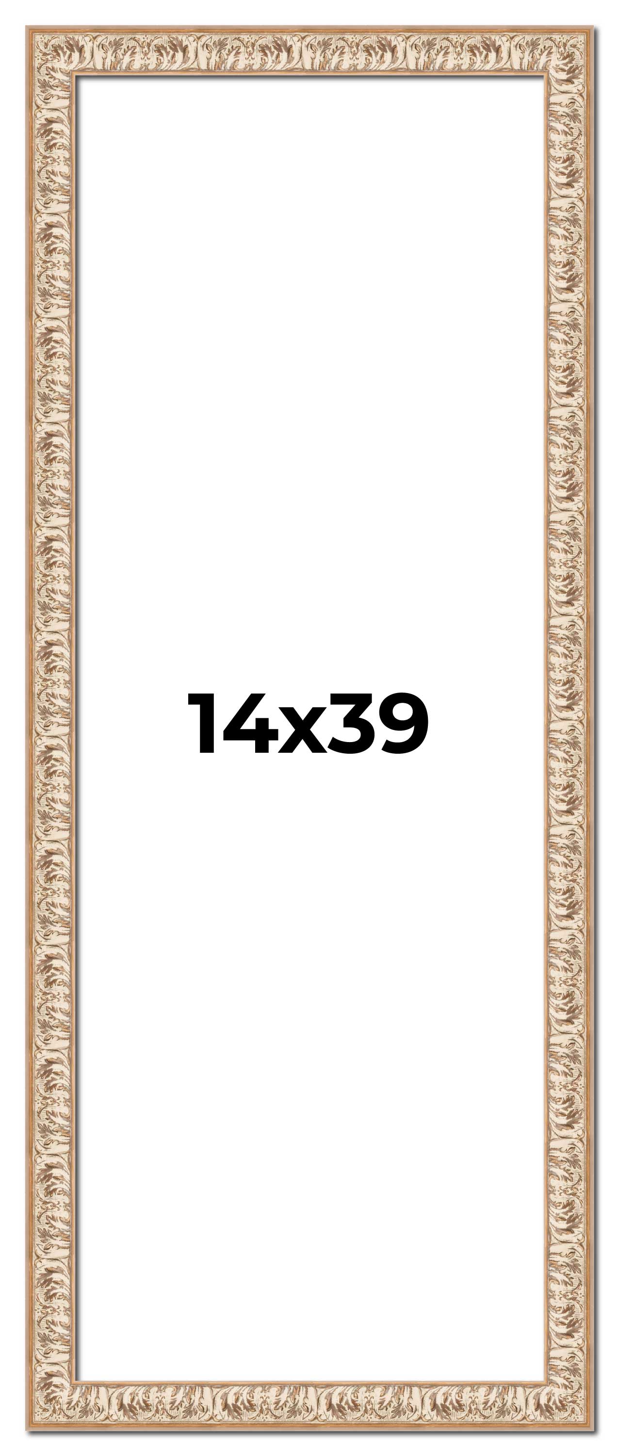 14×39 Frame White Real Wood Picture Frame Width 1.5 inches | Interior Frame Dept