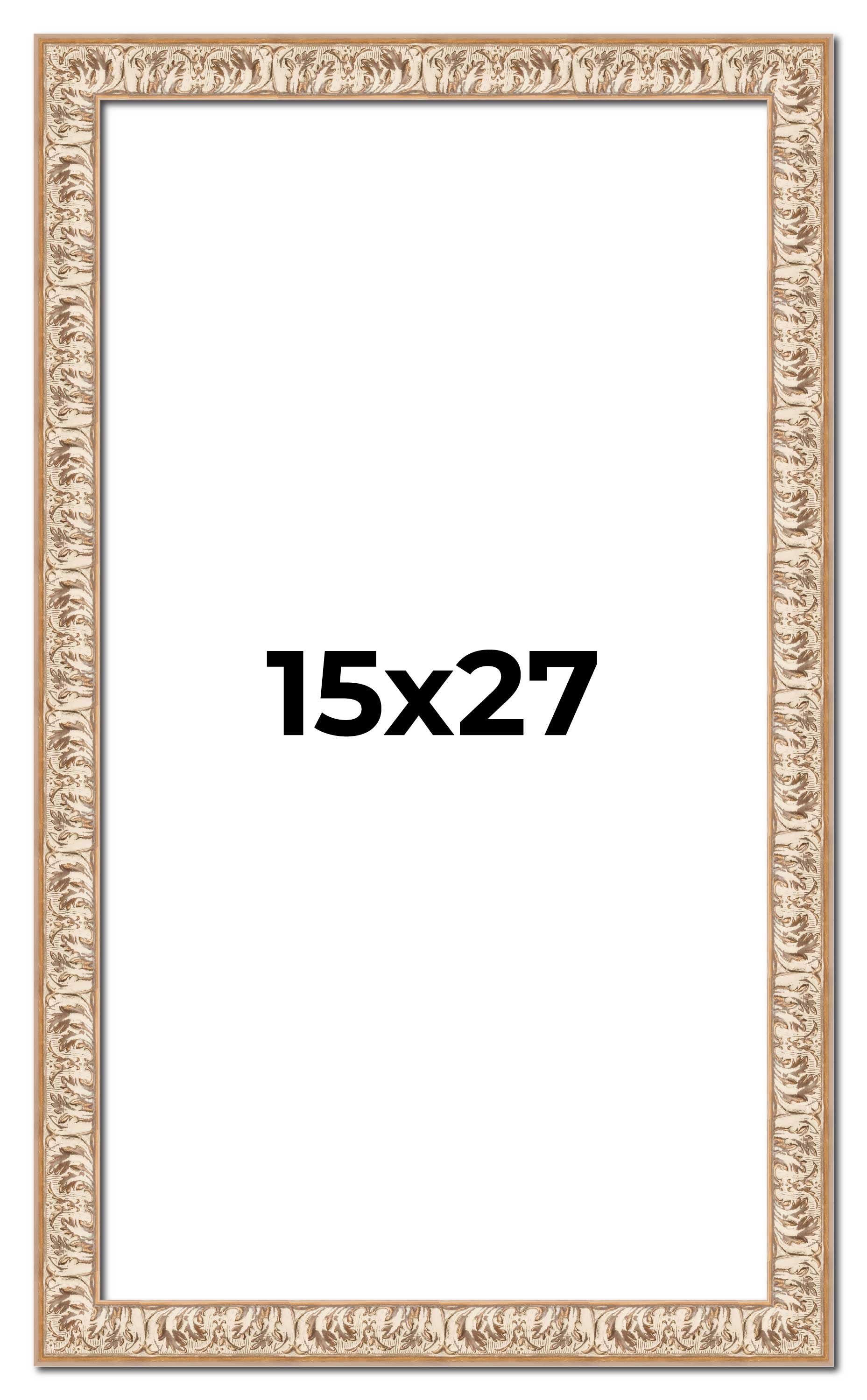 15×27 Frame White Real Wood Picture Frame Width 1.5 inches | Interior Frame Dept