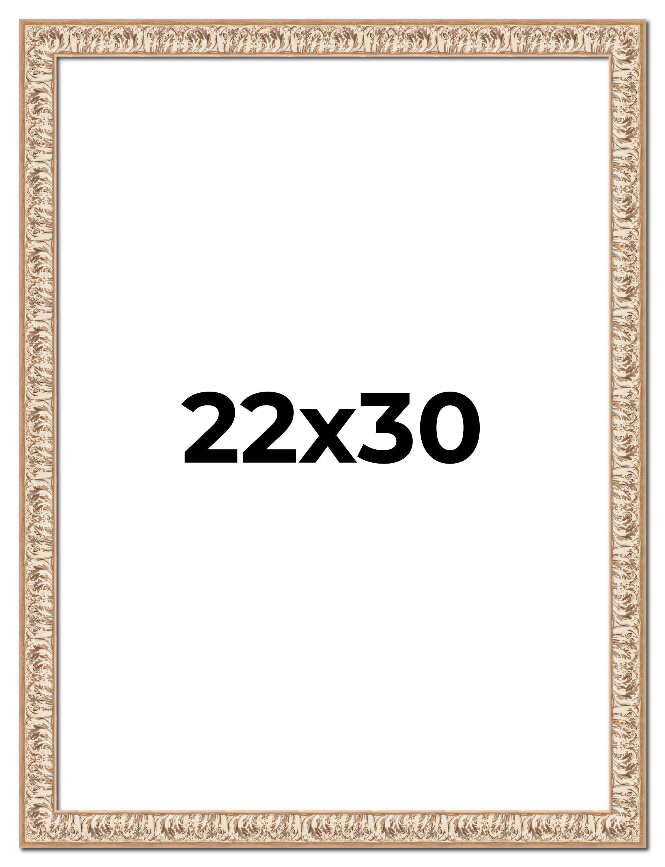 22×30 Frame White Real Wood Picture Frame Width 1.5 inches | Interior Frame Dept