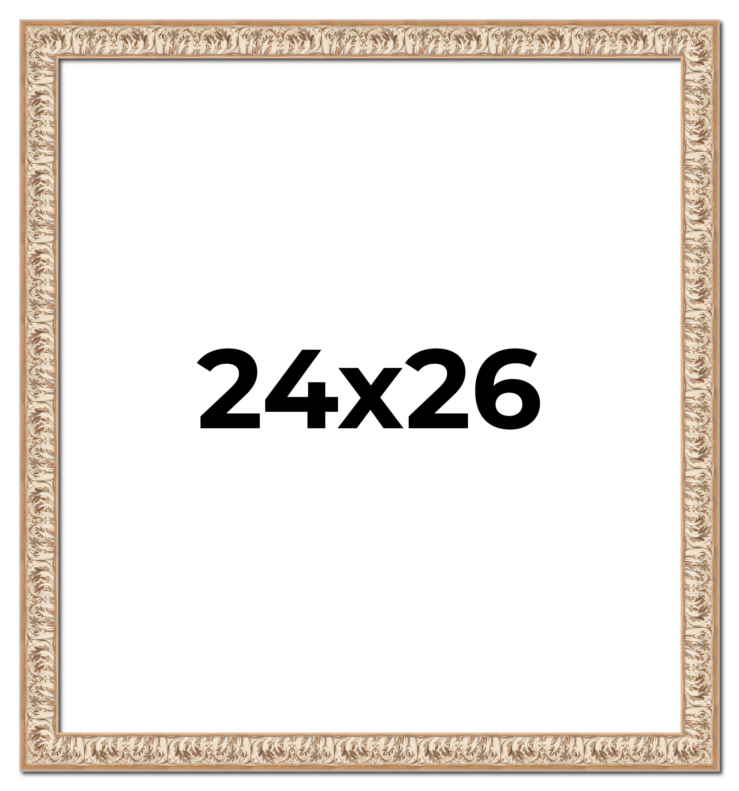 24x26 Rahmen weiß Echtholz Bilderrahmen Breite 1,5 cm | Innenrahmen Abt.