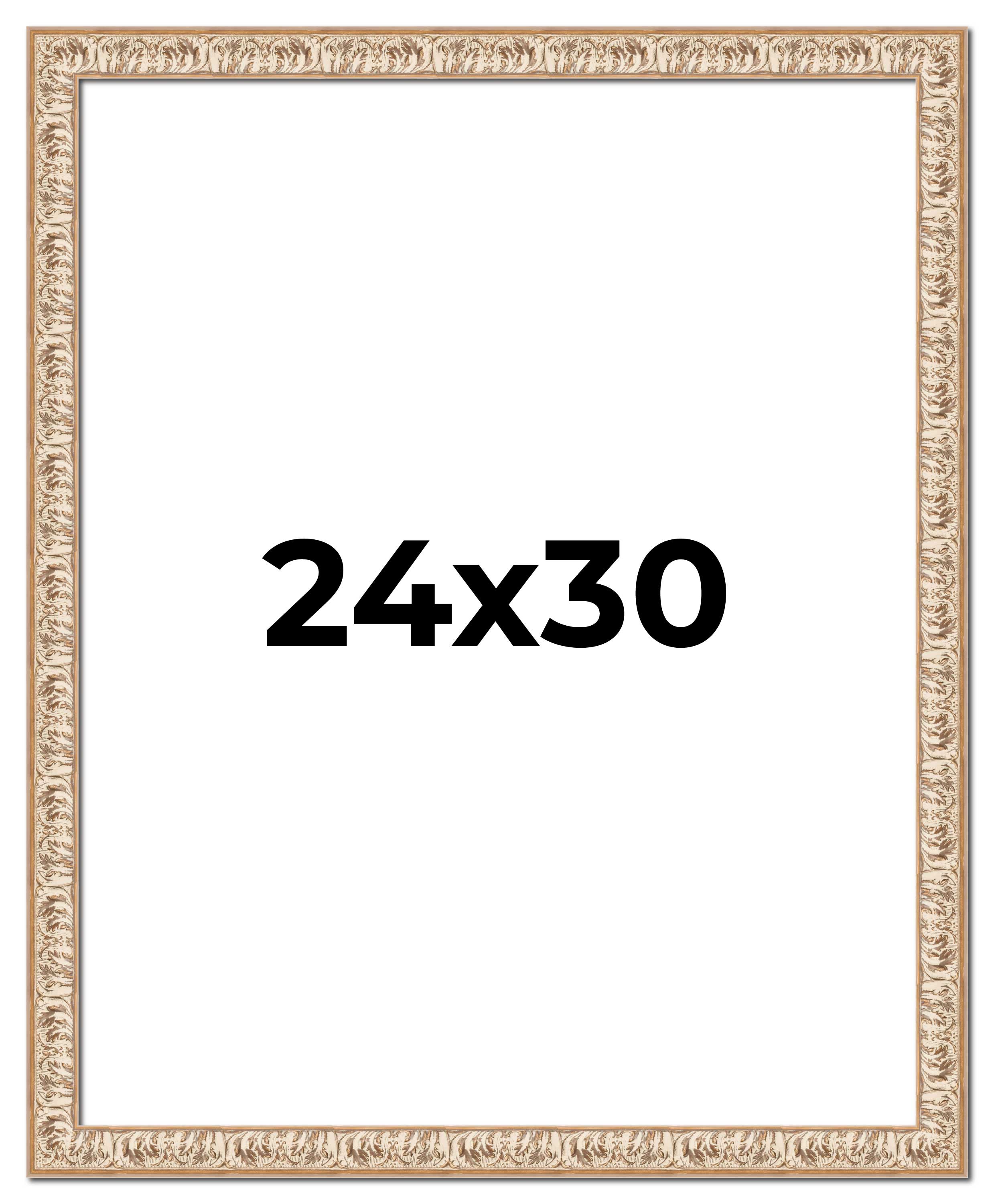 24×30 Frame White Real Wood Picture Frame Width 1.5 inches | Interior Frame Dept