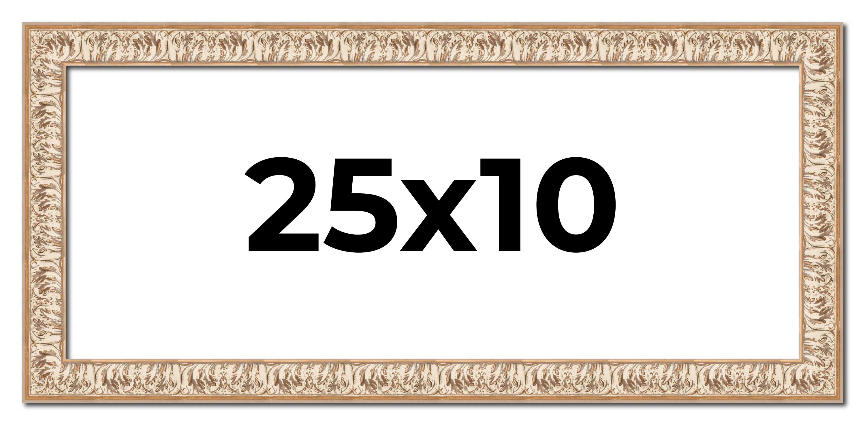 25×10 Frame White Real Wood Picture Frame Width 1.5 inches | Interior Frame Dept