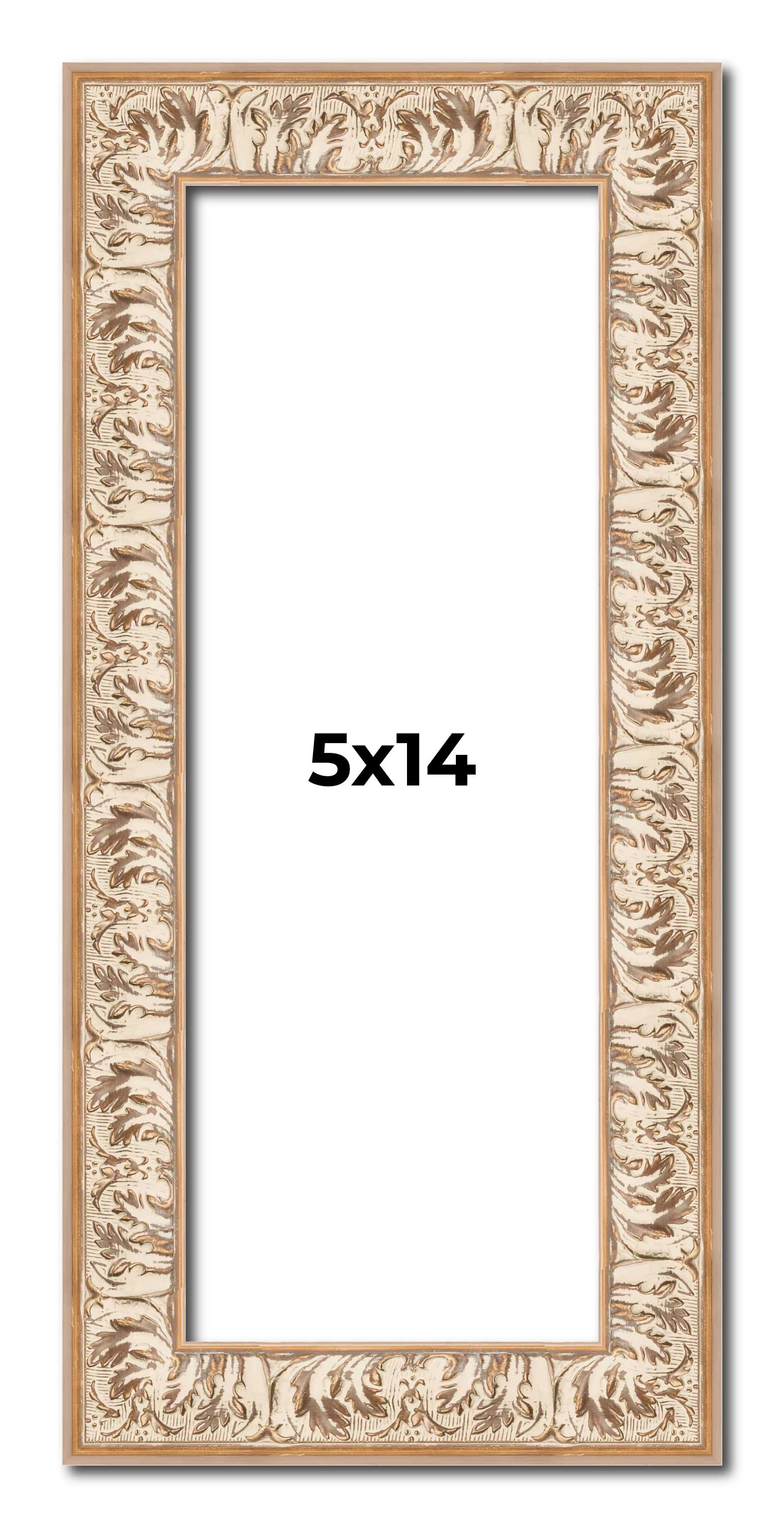 5x14 In Frame White Real Wood Picture Frame Width 1.5 inches | Interior Frame De - Picture 1 of 10