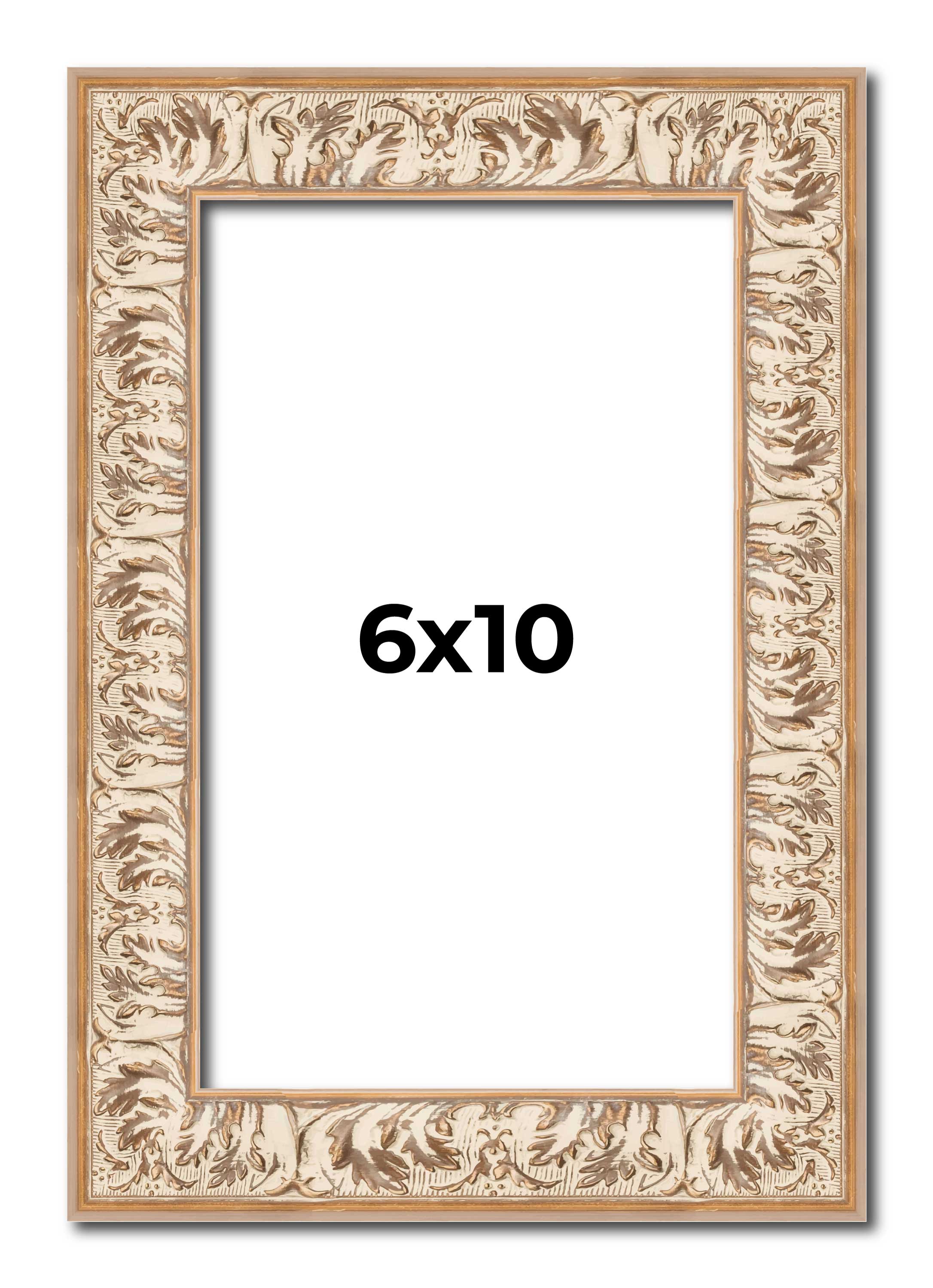 6x10 Frame White Real Wood Picture Frame Width 1.5 inches | Interior Frame Depth main product image
