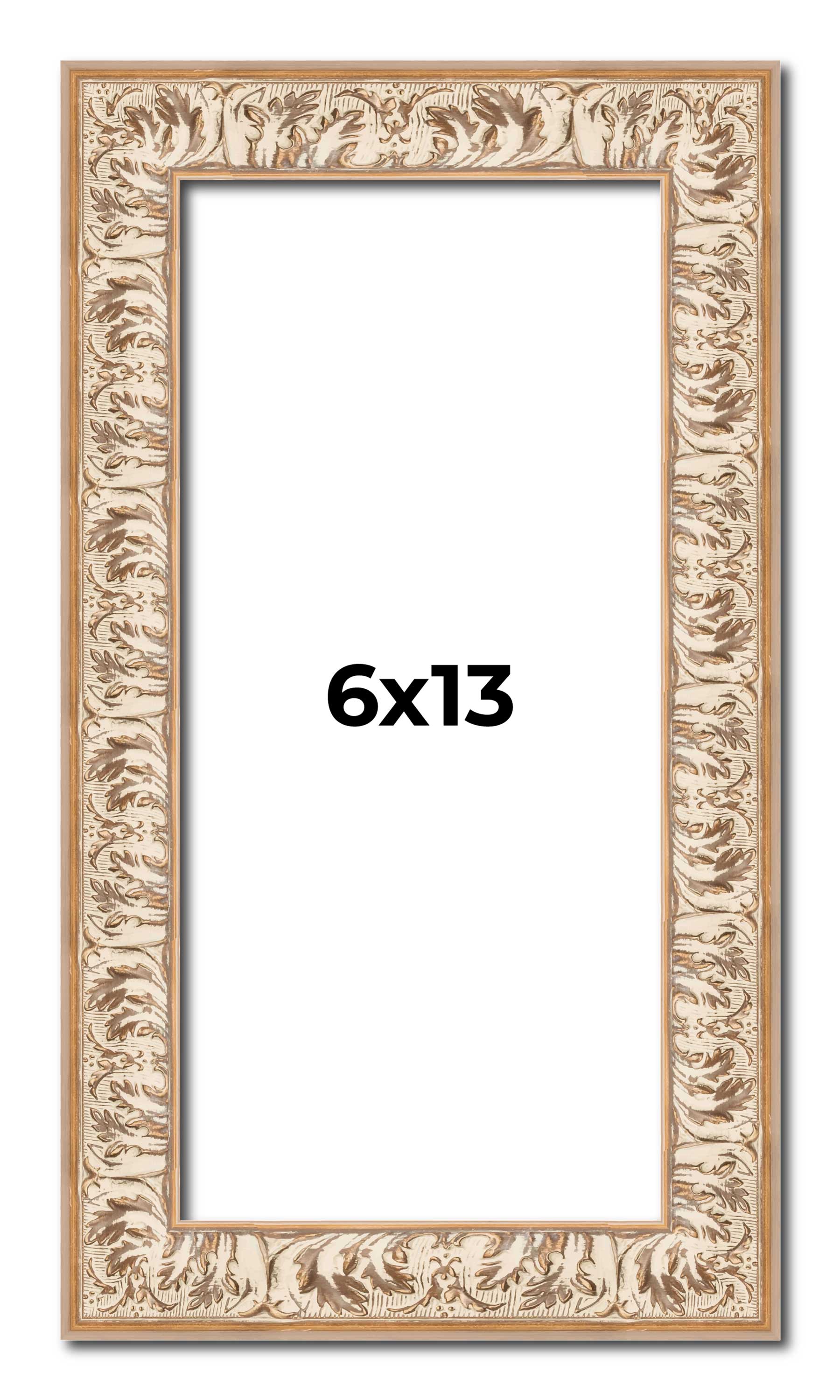 6x13 Frame White Real Wood Picture Frame Width 1.5 inches | Interior Frame Depth main product image