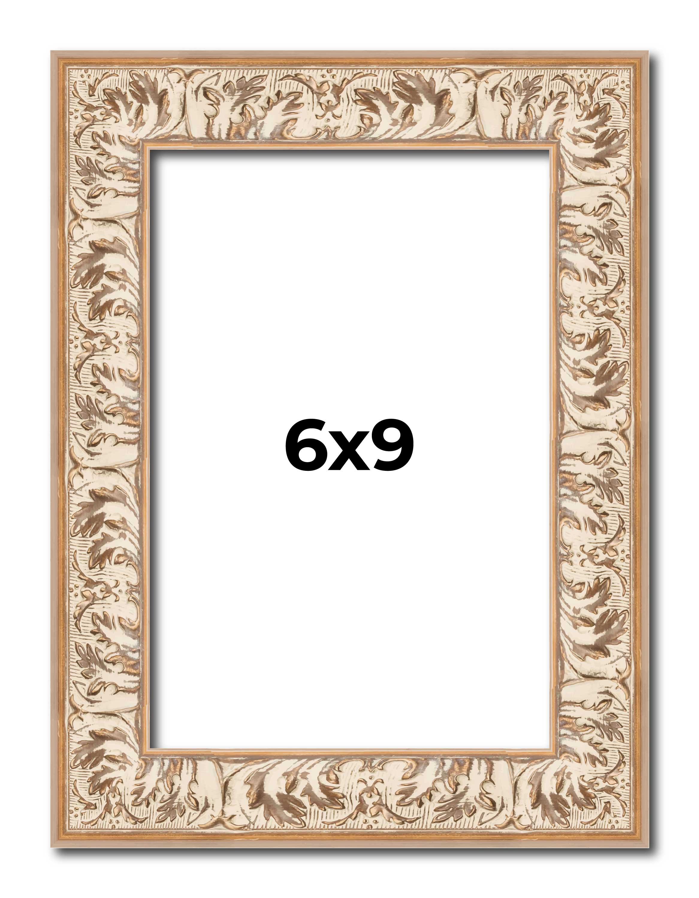 6x9 Frame White Real Wood Picture Frame Width 1.5 inches | Interior Frame Depth main product image