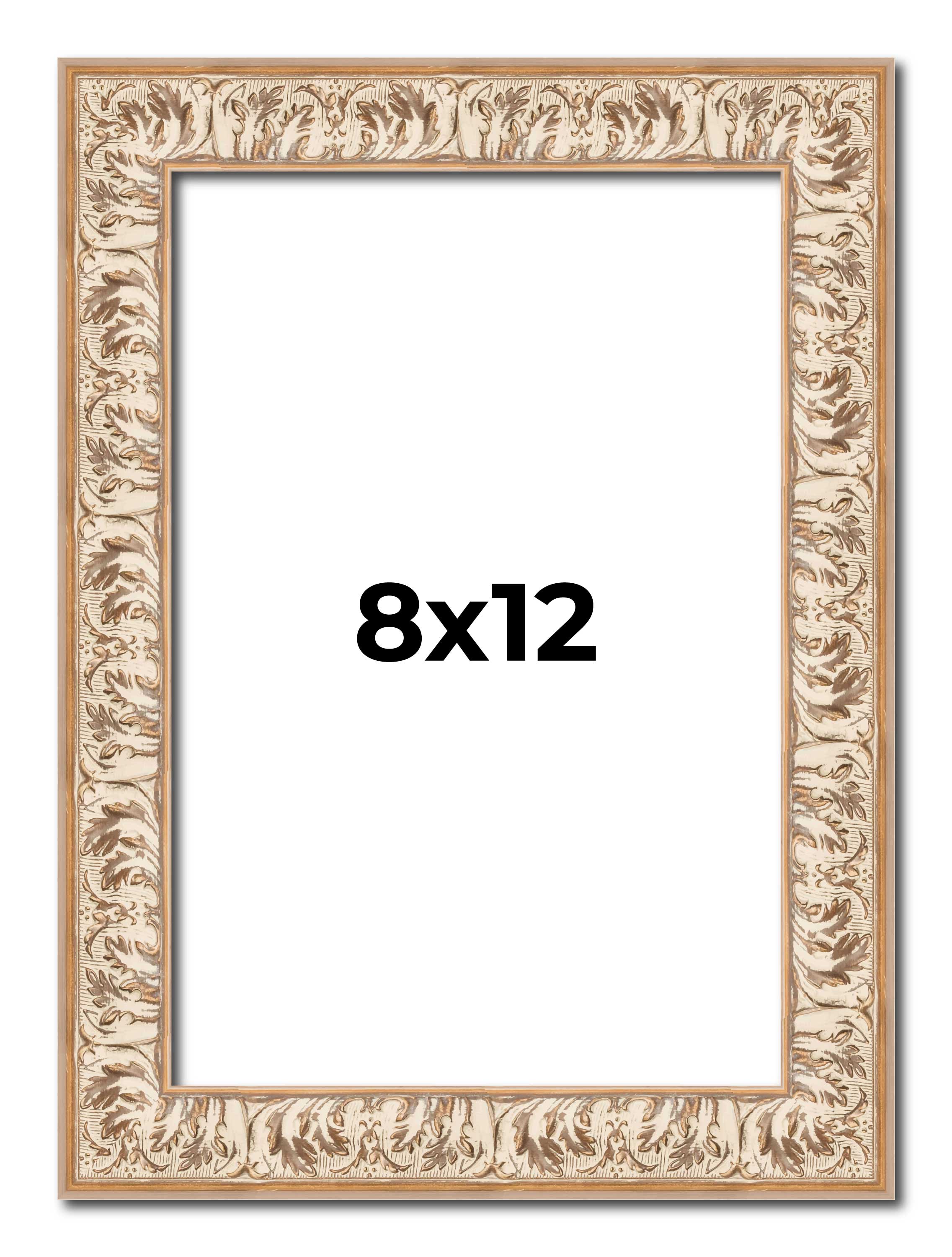 8x12 Frame White Real Wood Picture Frame Width 1.5 inches | Interior Frame Depth main product image