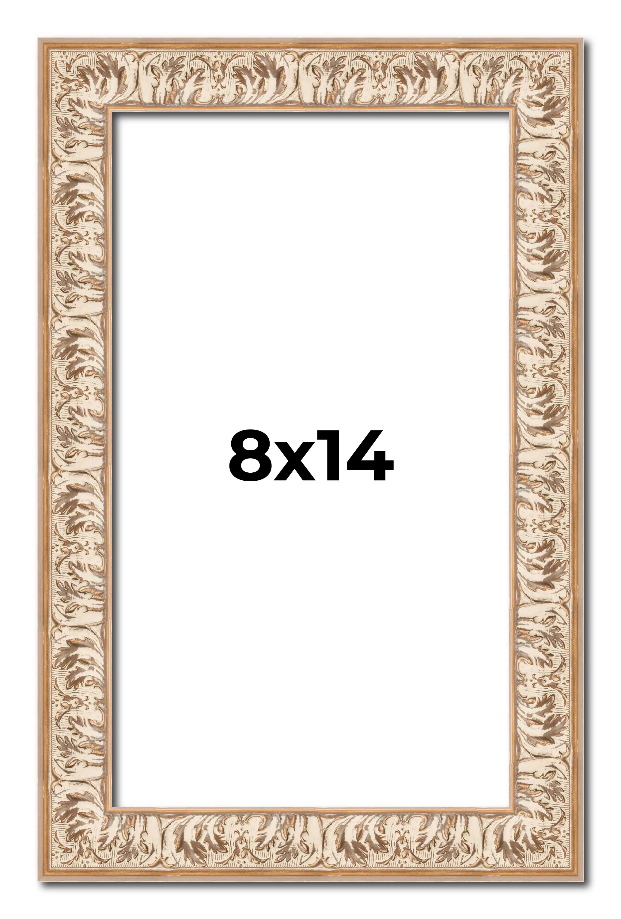 8x14 Frame White Real Wood Picture Frame Width 1.5 inches | Interior Frame Depth main product image