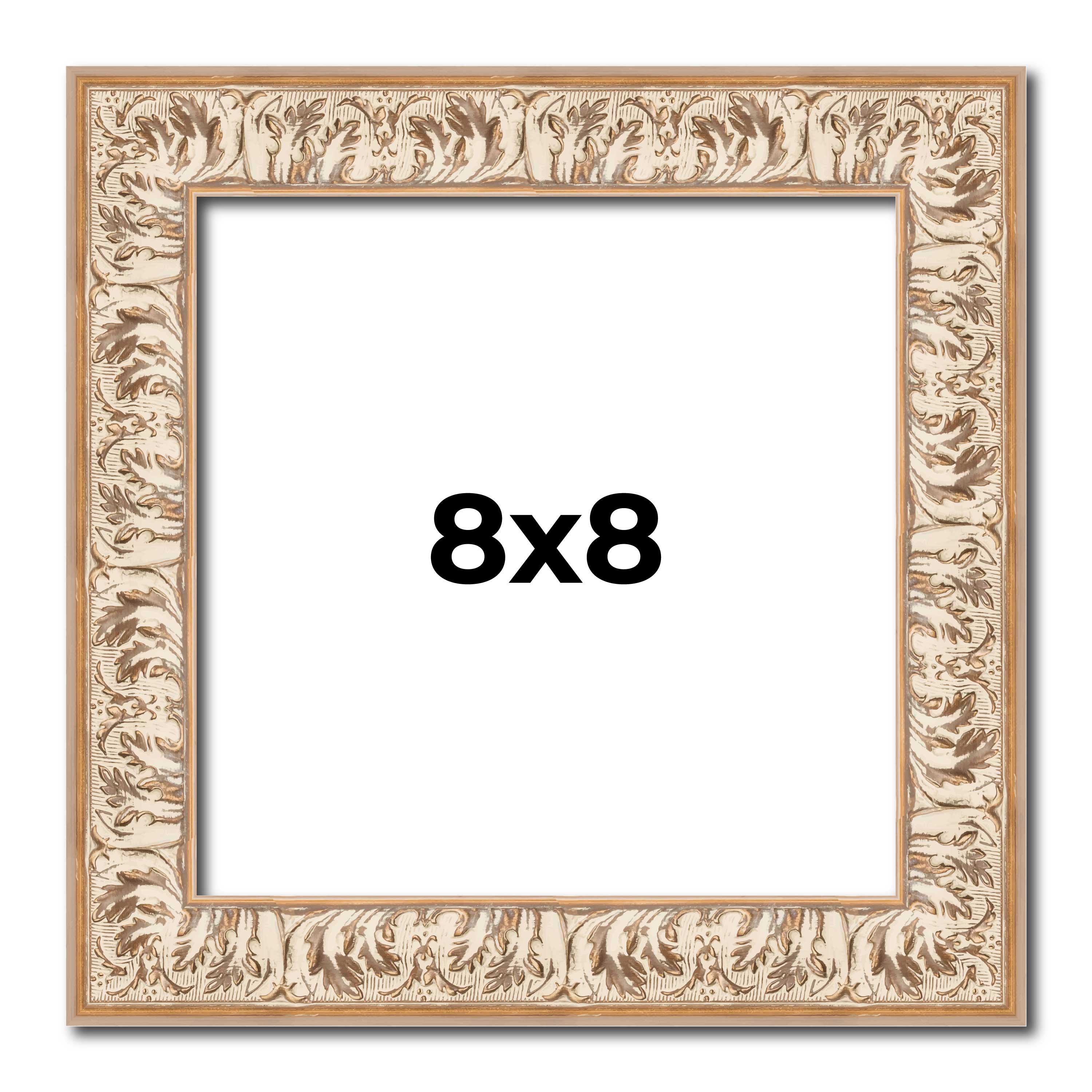 8x8 Frame White Real Wood Picture Frame Width 1.5 inches | Interior Frame Depth main product image