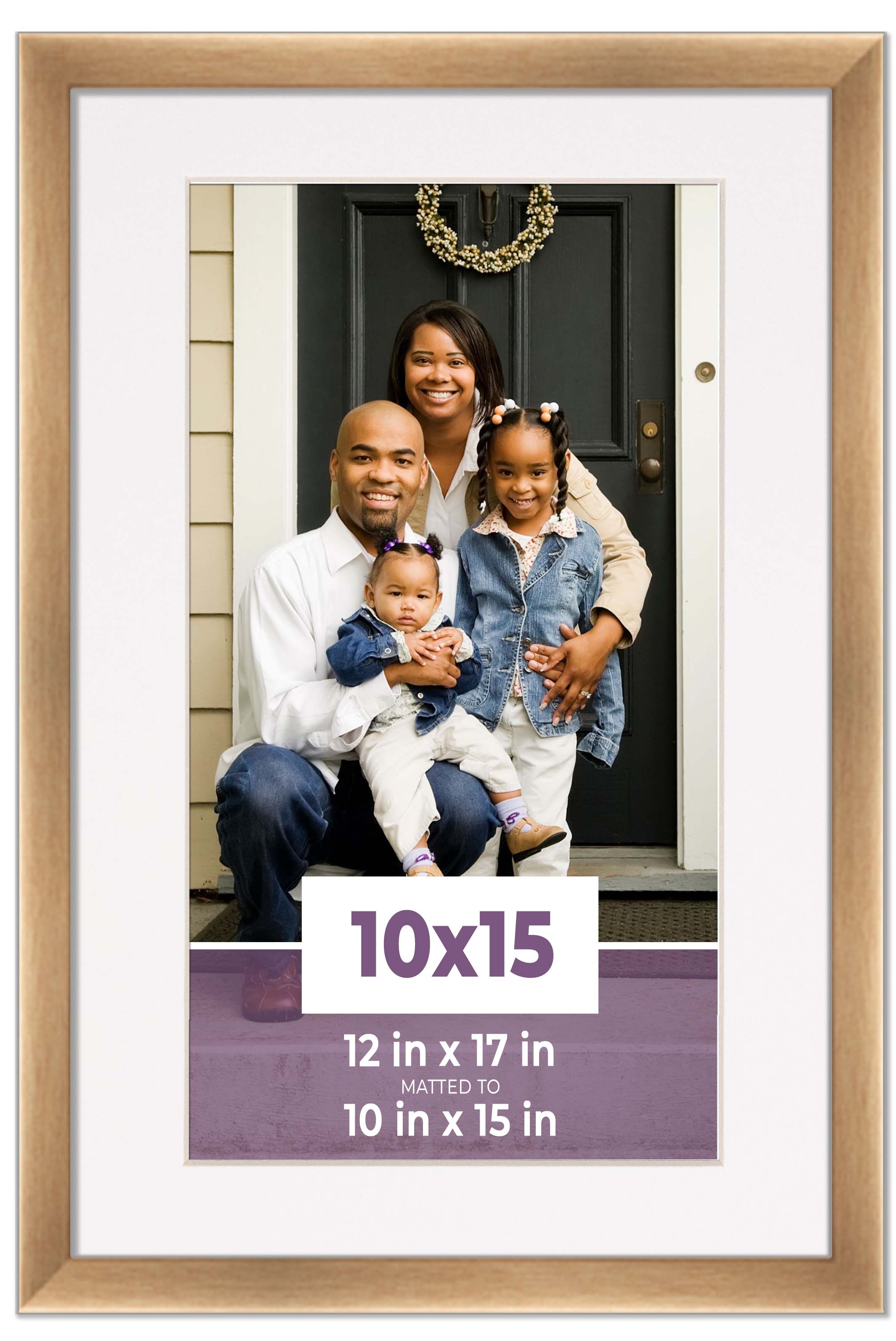 10x15 Frame Bronze With White Picture Mat For 10x15 Photo - Bronze 12x17 Frame T main product image