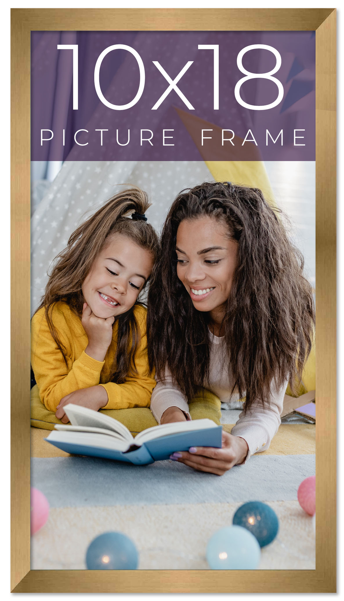 10x18 Frame Gold Bronze Solid Wood Picture Frame Width 0.75 Inches | Interior Fr main product image