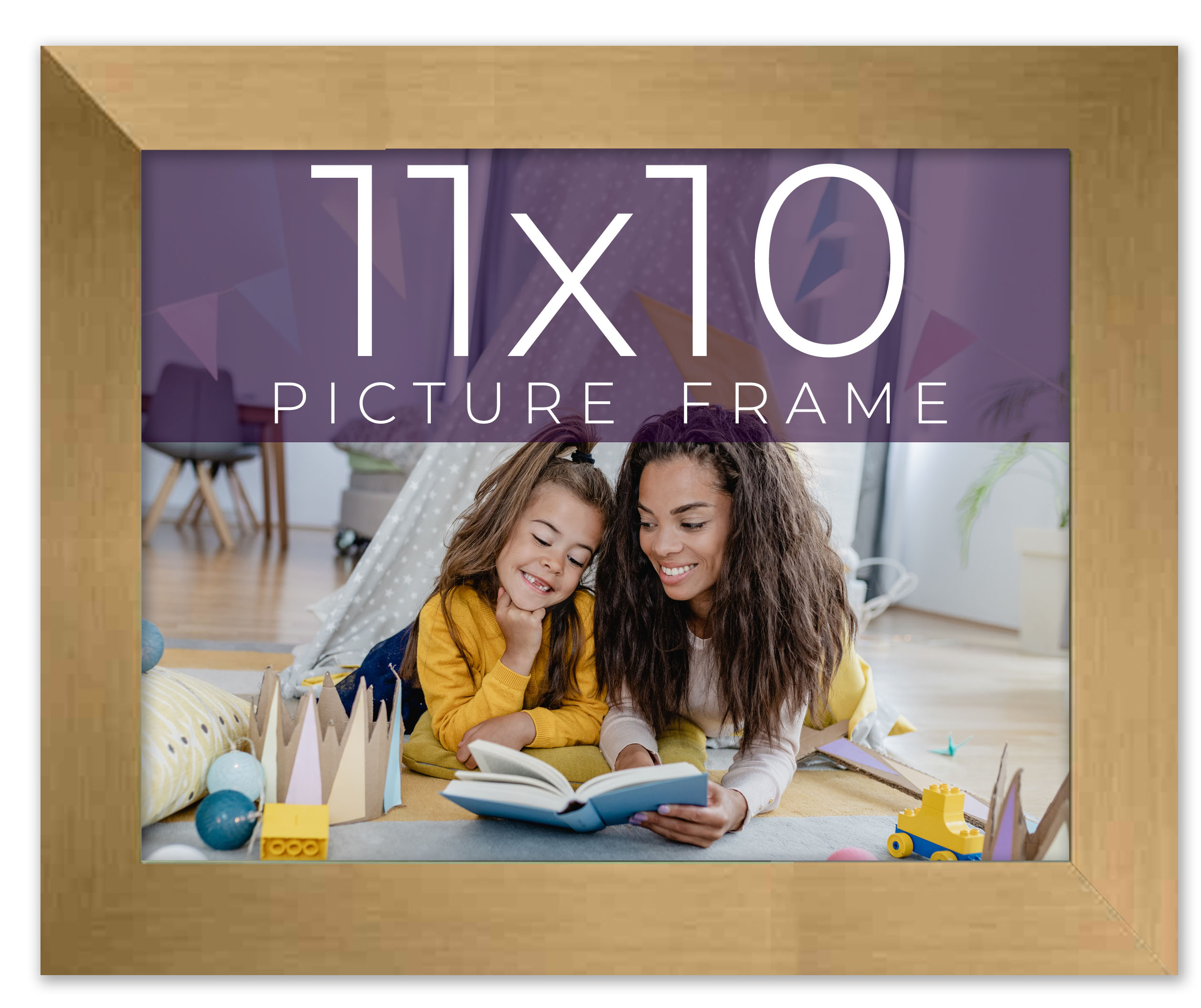 11x10 Frame Gold Bronze Solid Wood Picture Frame Width 0.75 Inches | Interior Fr main product image