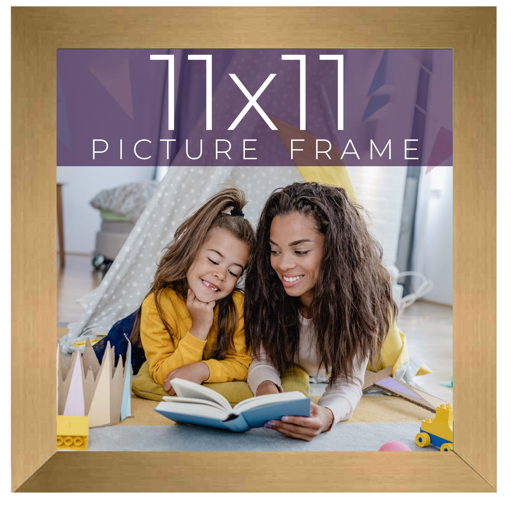 11x11 Frame Gold Bronze Solid Wood Picture Frame Width 0.75 Inches | Interior Fr main product image