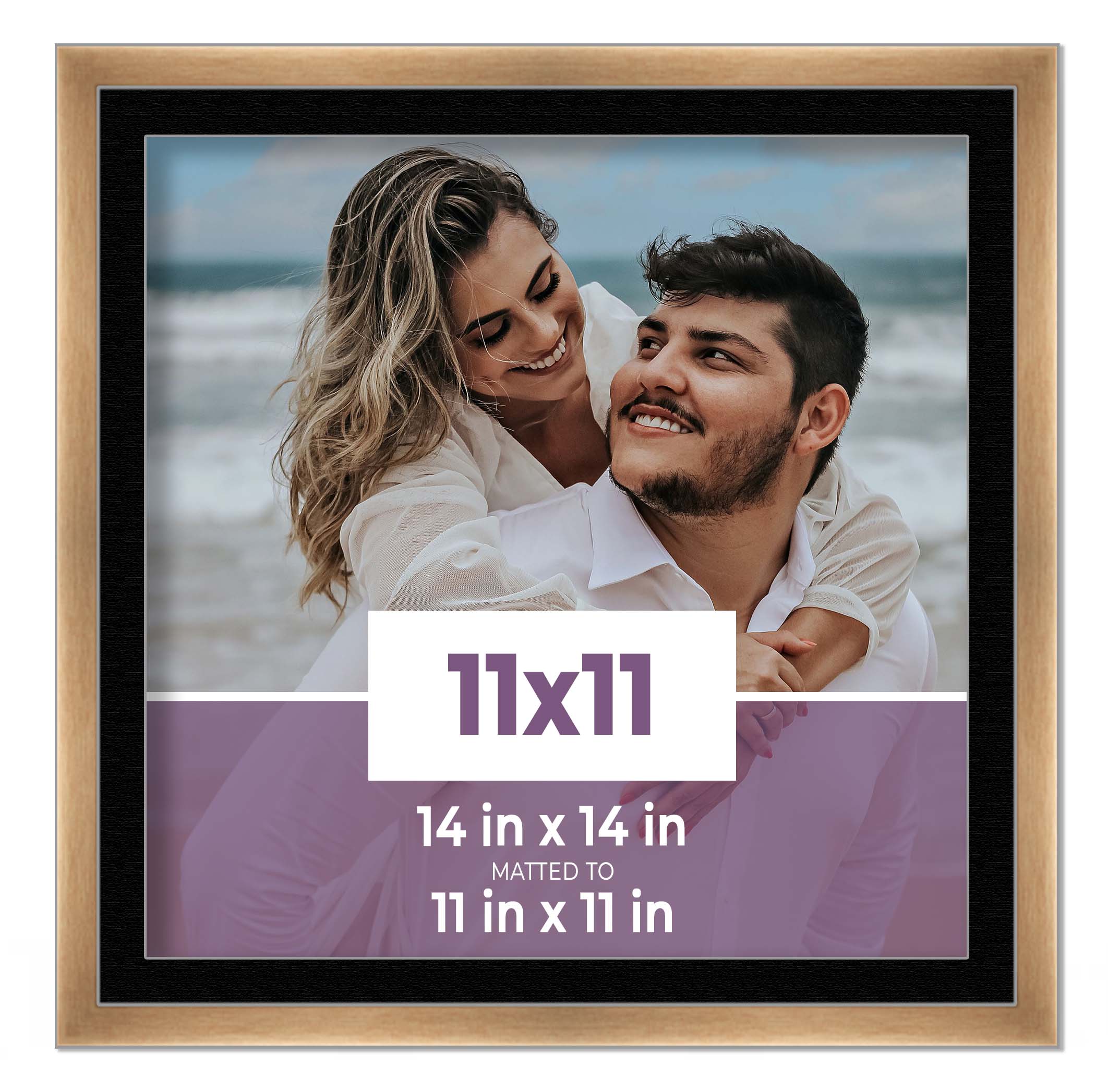 11x11 Frame Bronze With Black Picture Mat For 11x11 Photo - Bronze 14x14 Frame T main product image