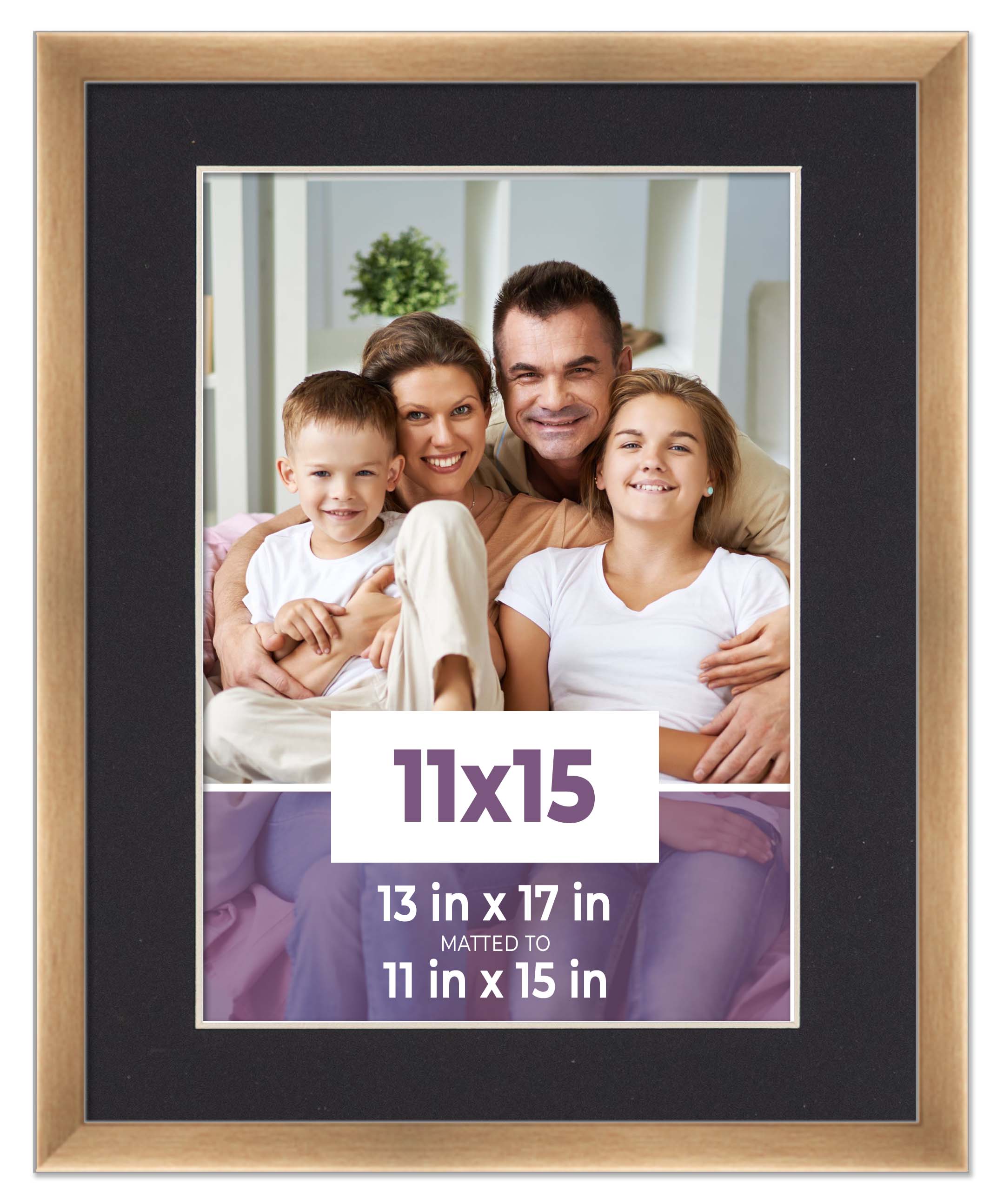 11x15 Frame Bronze With Black Picture Mat For 11x15 Photo - Bronze 13x17 Frame T main product image