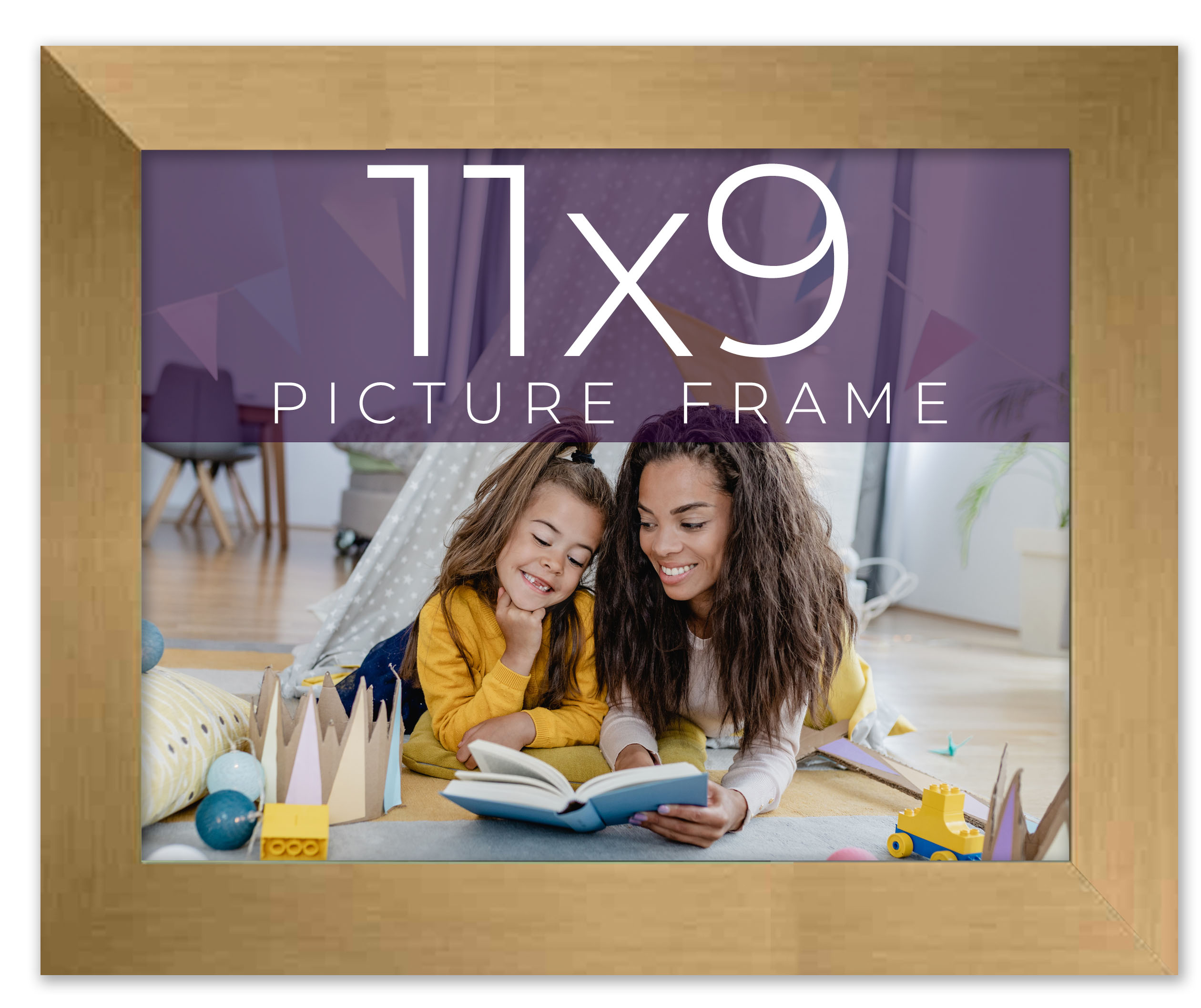 11x9 Frame Gold Bronze Solid Wood Picture Frame Width 0.75 Inches | Interior Fra main product image