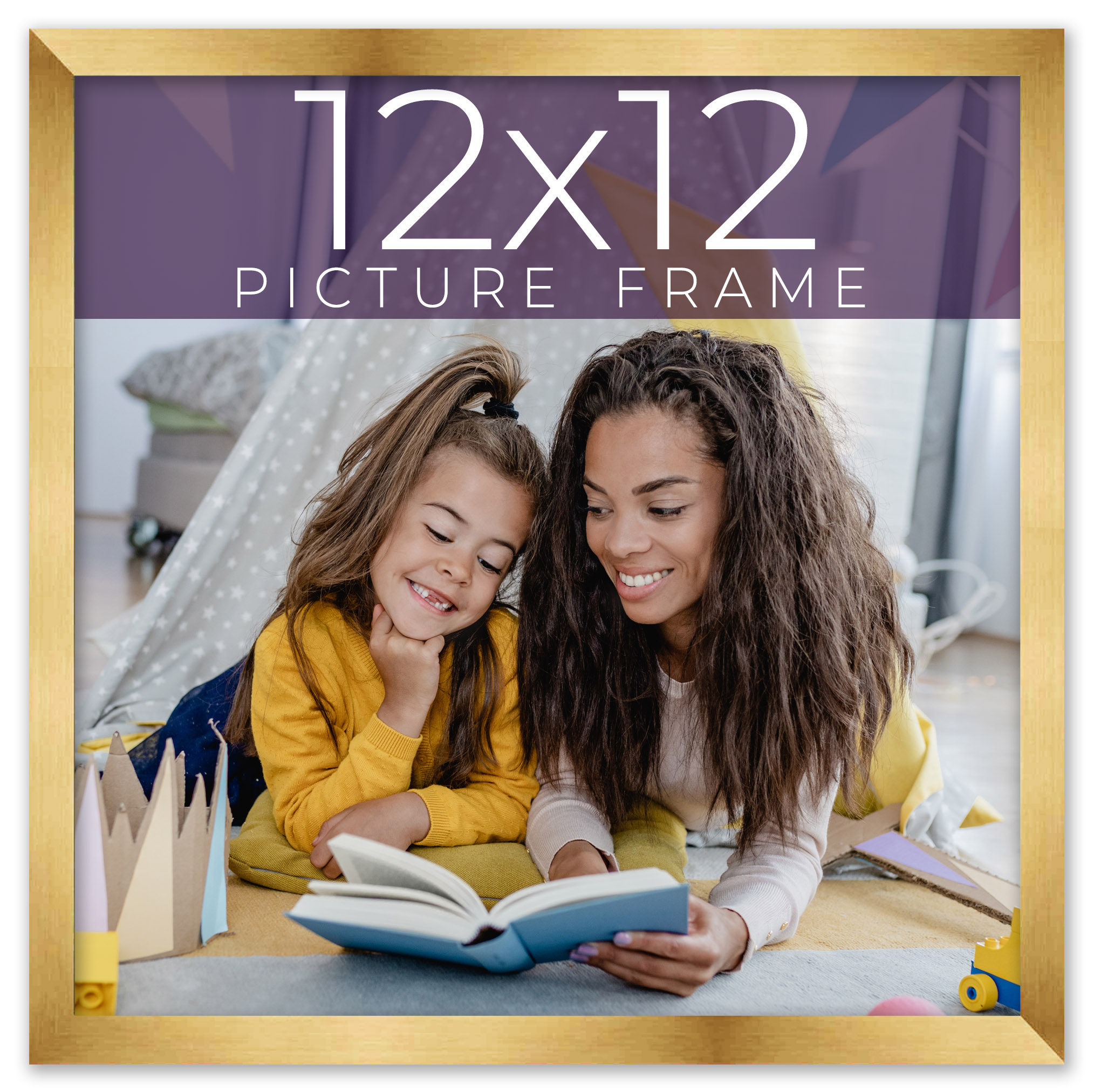 12x12 Frame Gold Bronze Solid Wood Picture Frame Width 0.75 Inches | Interior Fr main product image