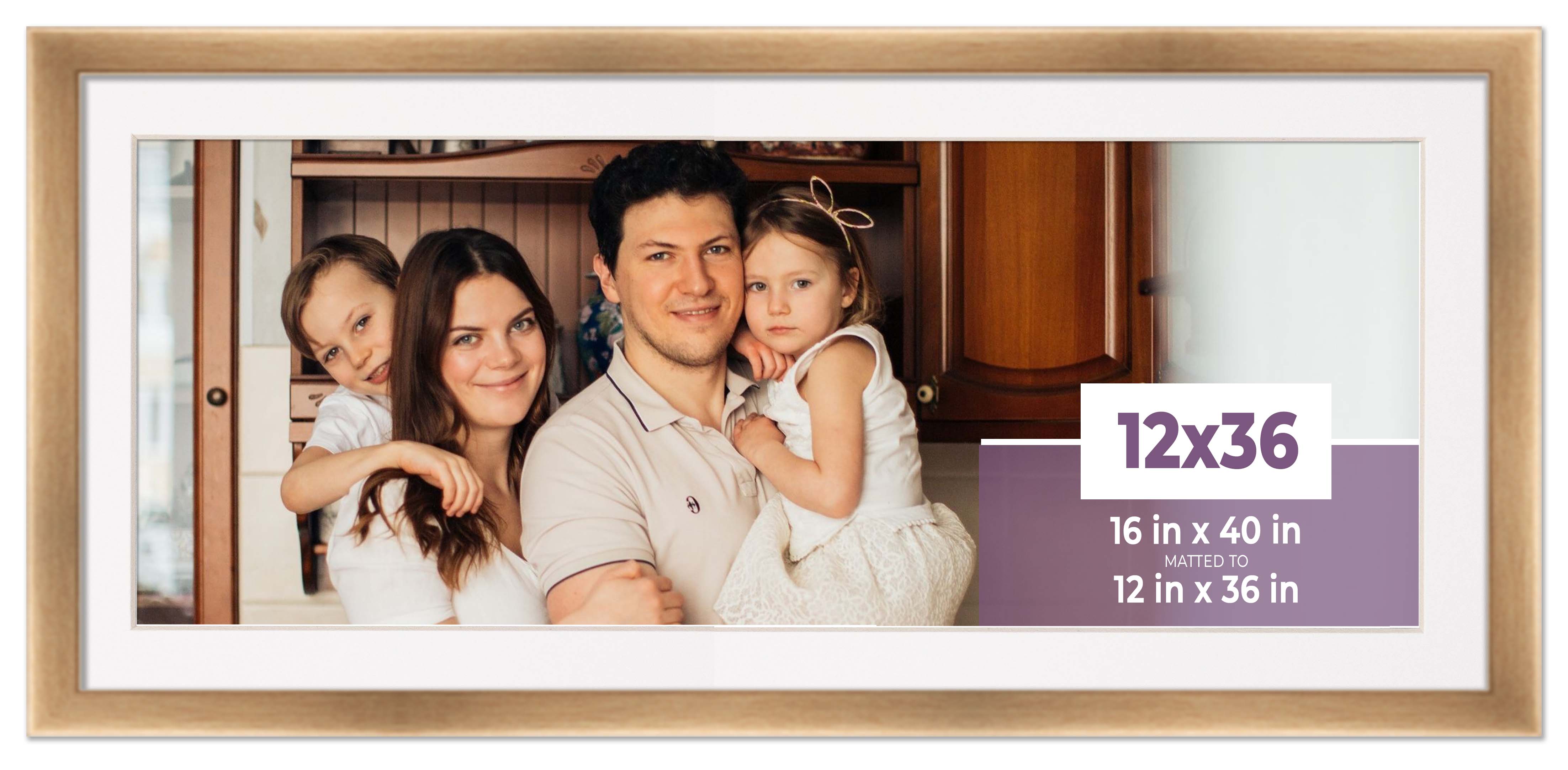 12x36 Frame Bronze With White Picture Mat For 12x36 Photo - Bronze 16x40 Frame T main product image