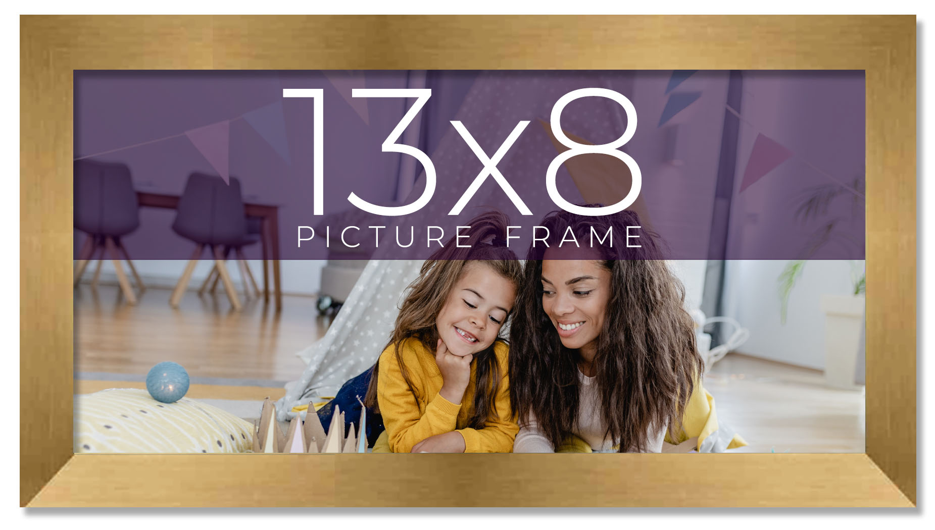 13x8 Frame Gold Bronze Solid Wood Picture Frame Width 0.75 Inches | Interior Fra main product image