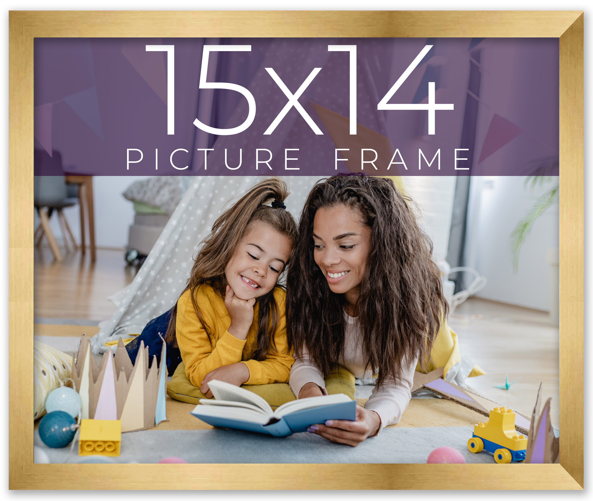 15x14 Frame Gold Bronze Solid Wood Picture Frame Width 0.75 Inches | Interior Fr