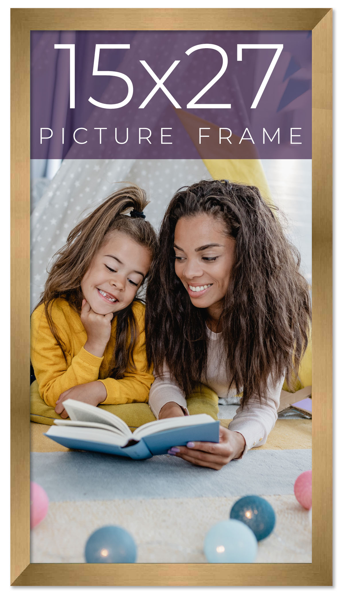 15×27 Frame Gold Bronze Solid Wood Picture Frame Width 0.75 Inches | Interior Fr